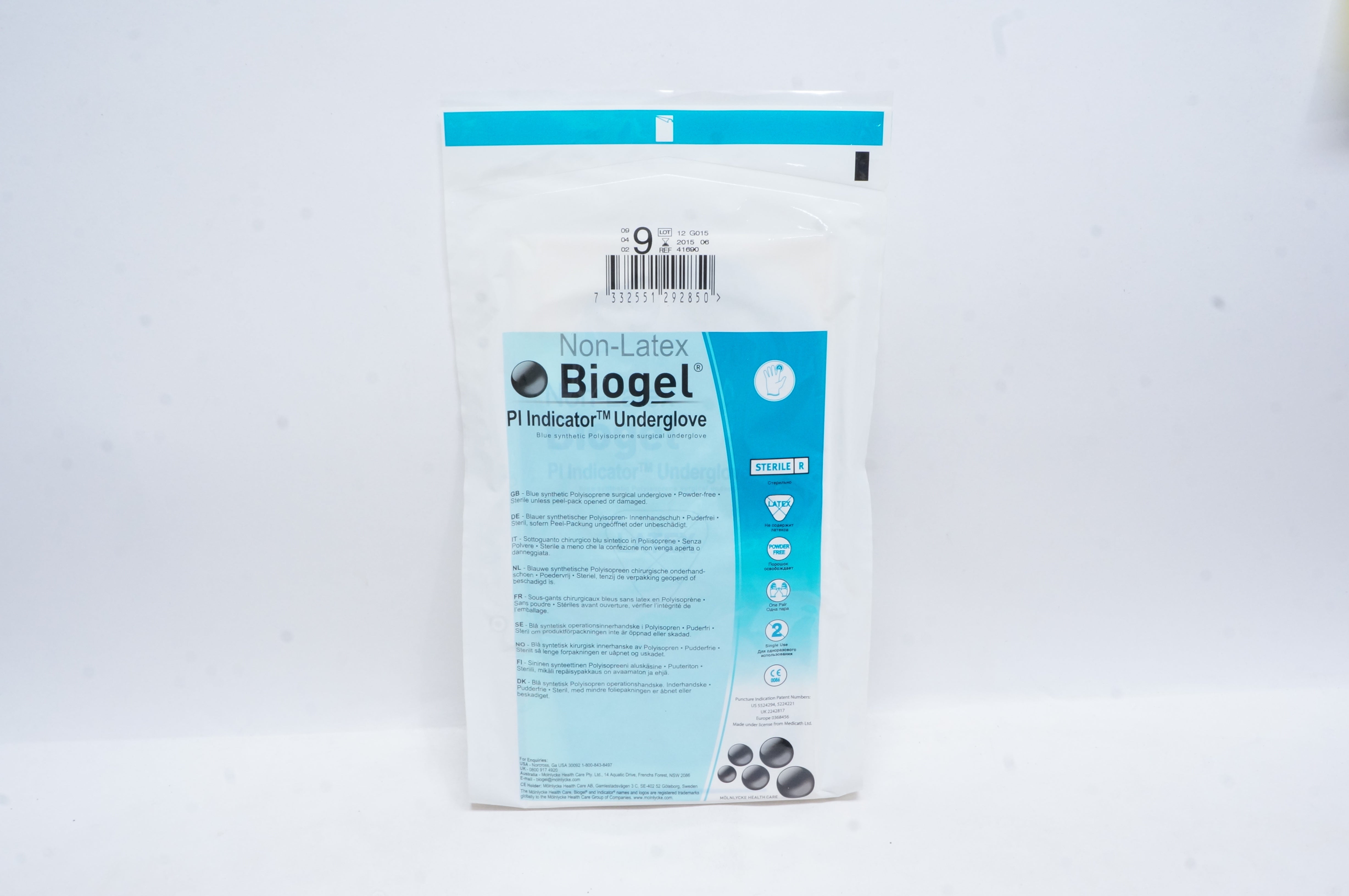 Molnlycke Health Care 41690 Biogel Pl Indicator Underglove Blue 9 (x)
