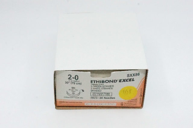 Ethicon SXX86 2-0 ETHIBOND EXCEL, SH, 26mm 1/2c Taper, 30in. (x) ~ Pack of 11