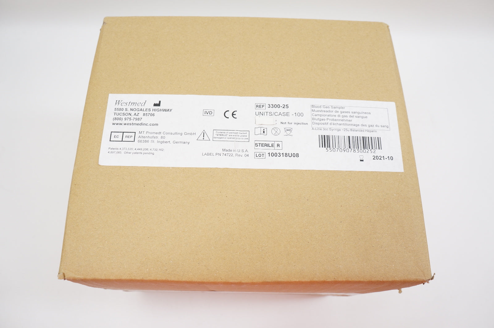 Westmed 3300-25 A-Line 3cc Syringe - Box of 100