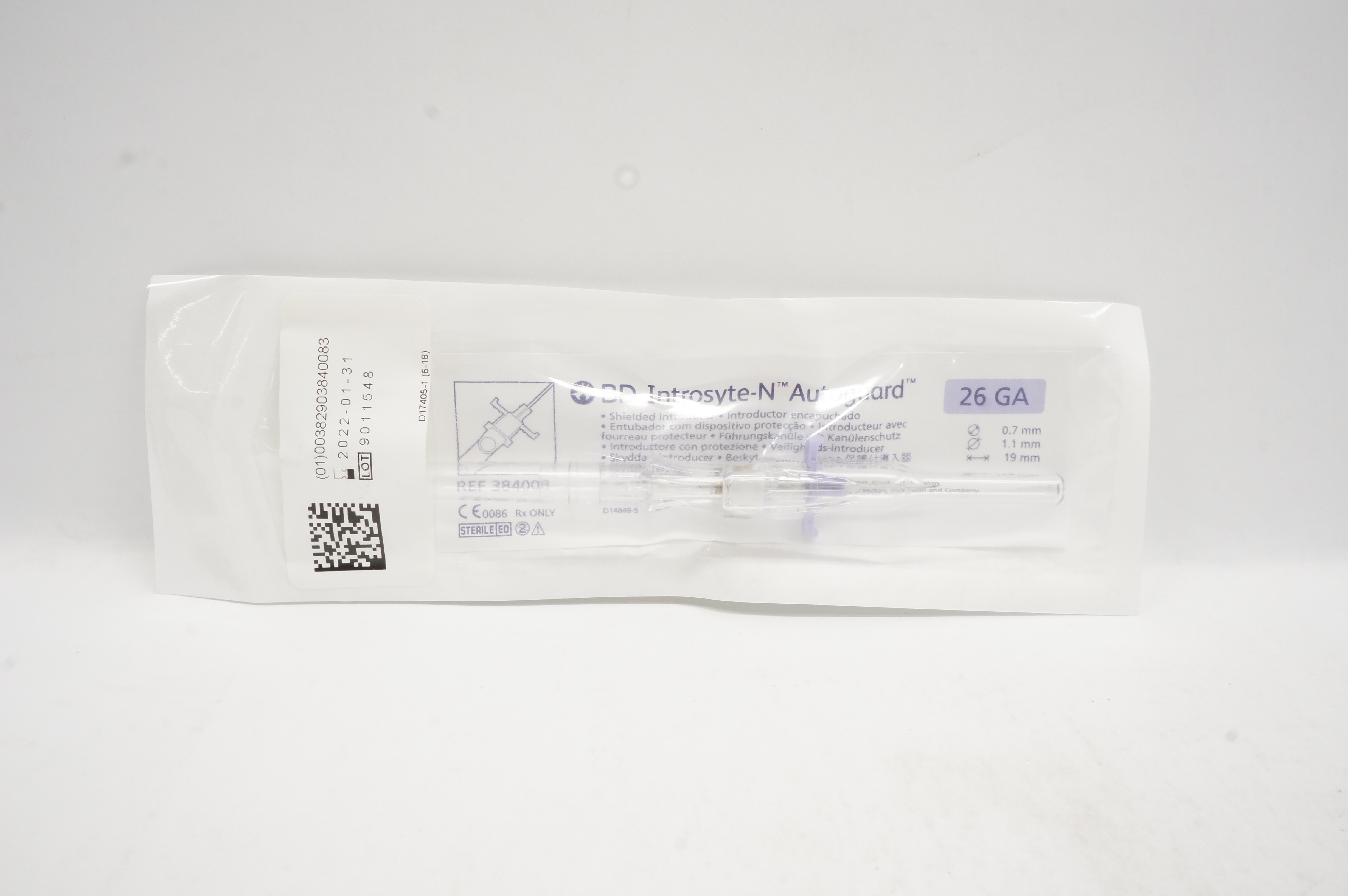 BD 384008 Introsyte-N Autoguard Shielded Introducers 26G (x)