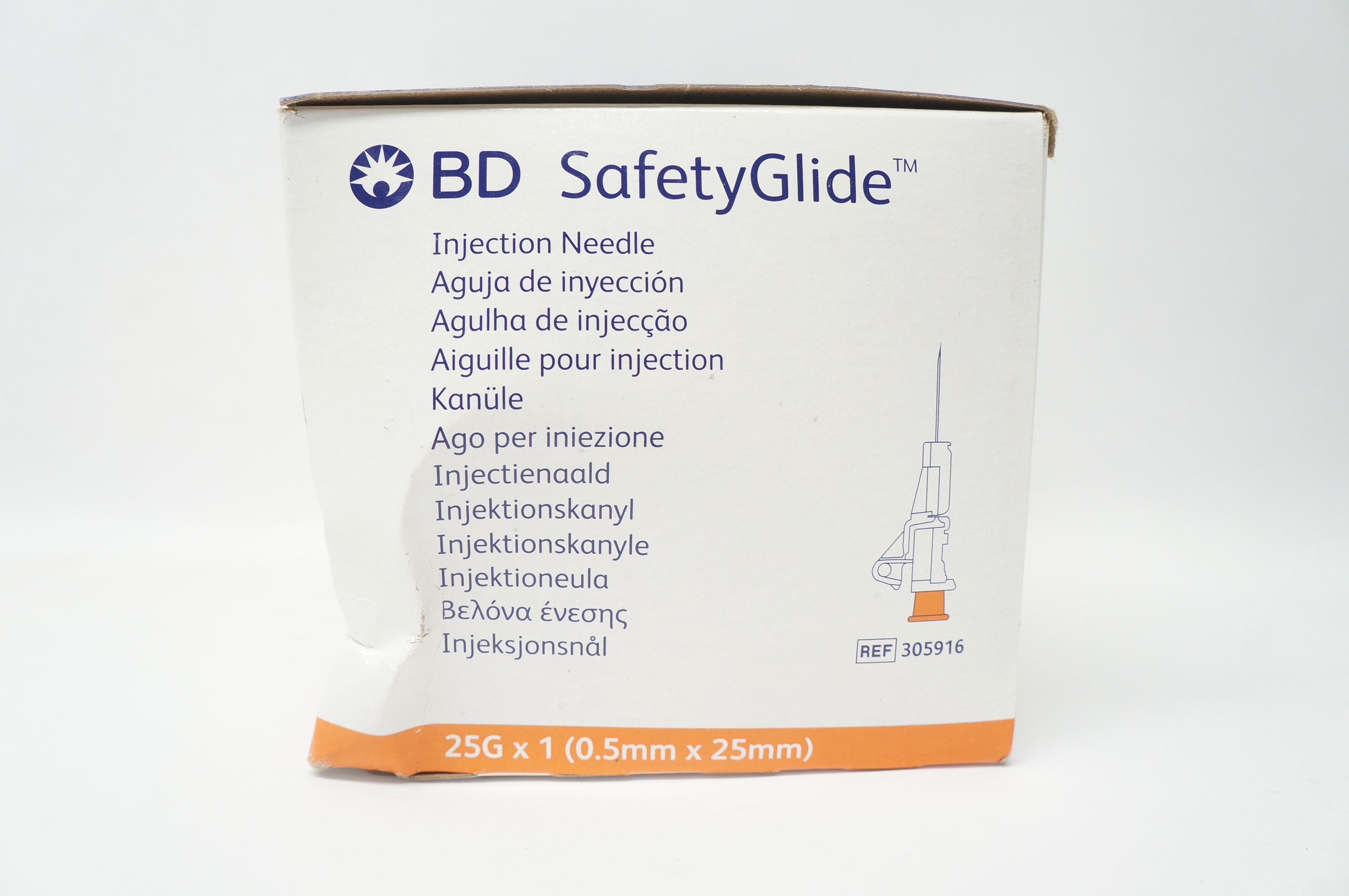 BD 305916 Safety Glide Injection Ndle 25G x 1 - Box of 50