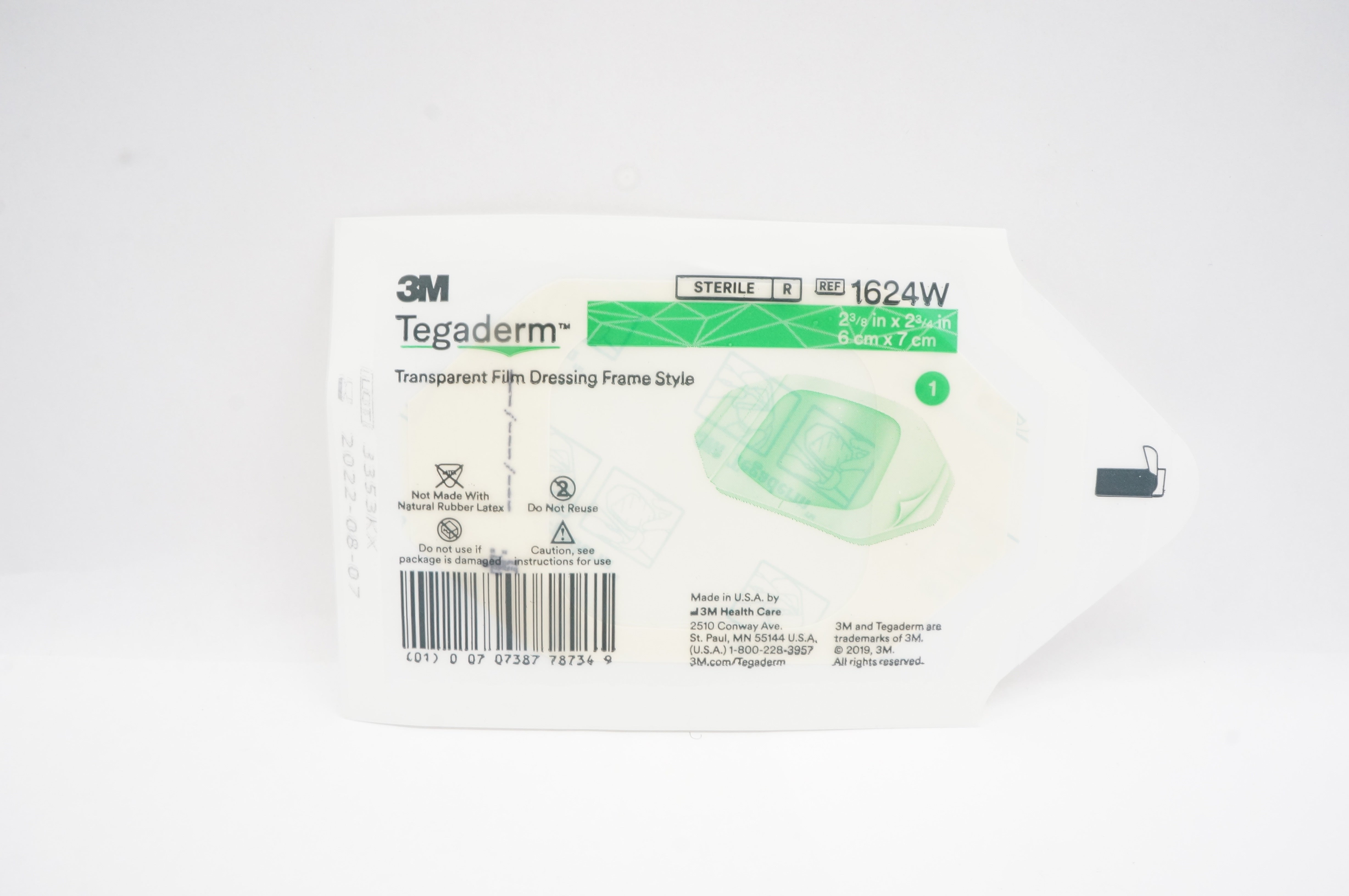 3M 1624W Tegaderm Transparent Film Dressing Frame Style 2-3/8 x 2-3/4 inch (x)