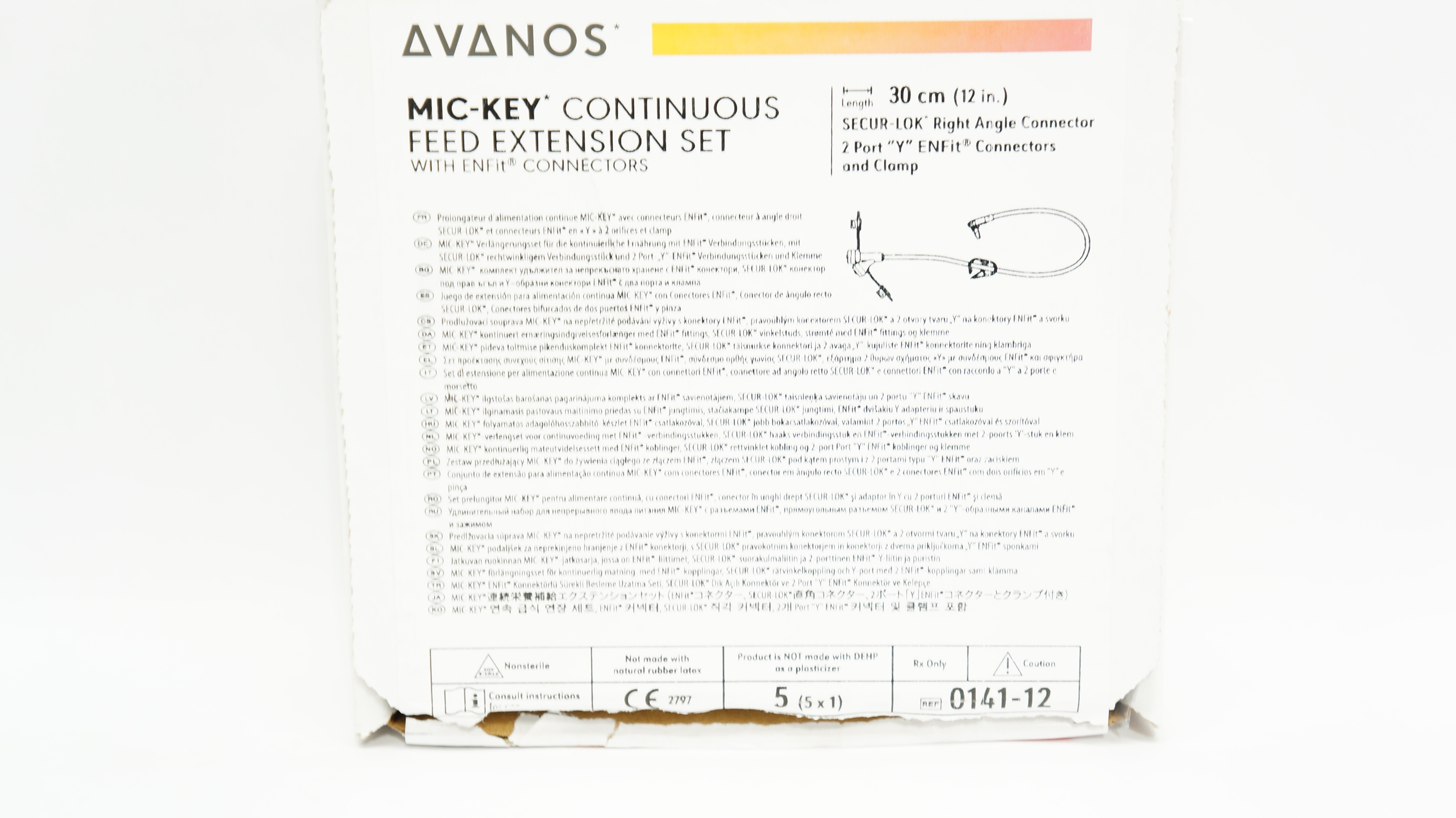 Avanos 0141-12 Mic-Key Continuous Feed Extension Set, 12nch (x) - Box of 4