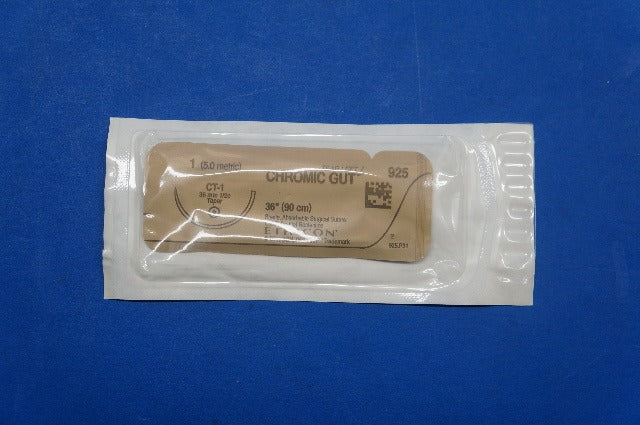 Ethicon 925 1 CHROMIC GUT, CT-1 36mm 1/2c Taper, 36