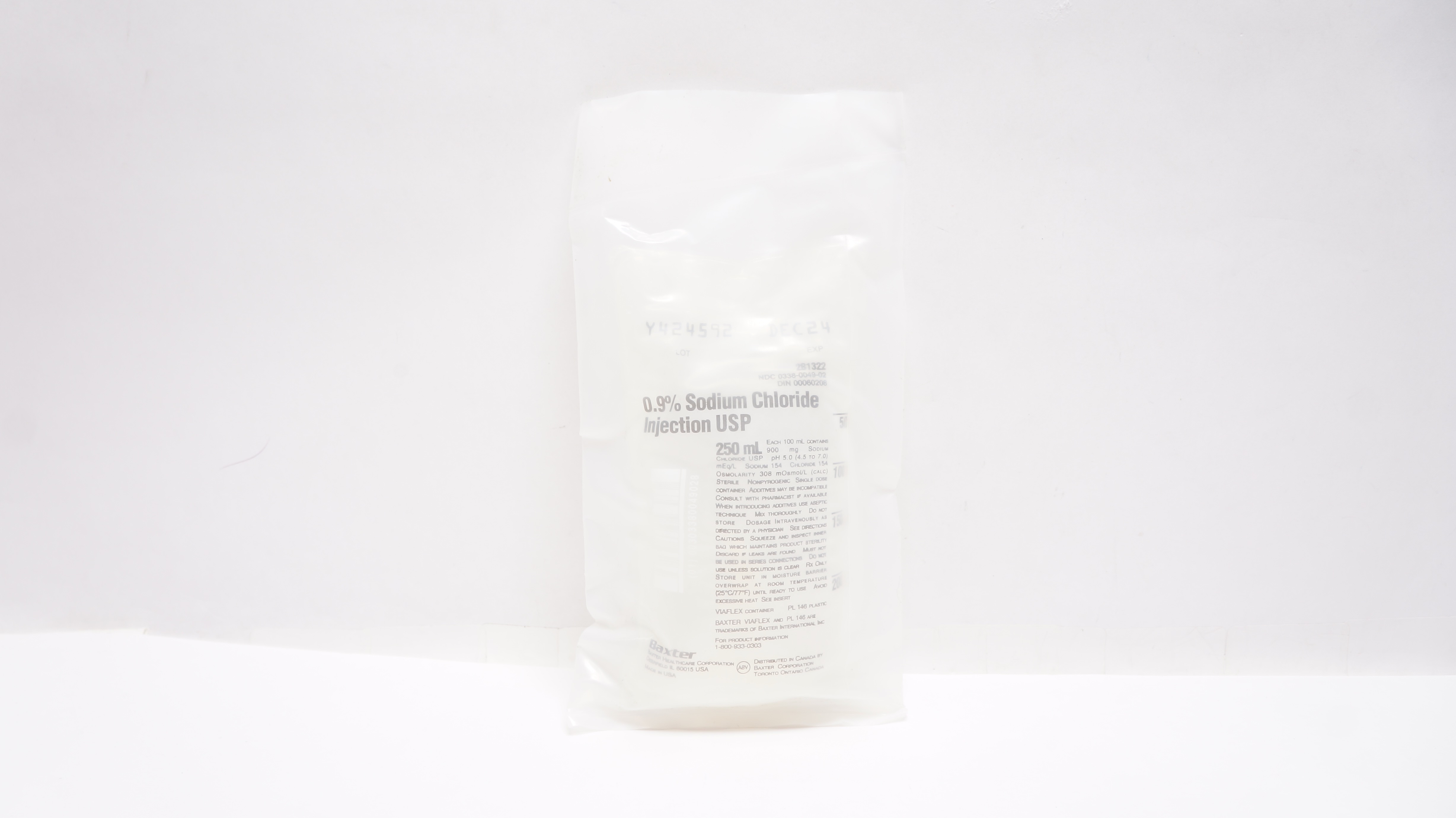 Baxter 2B1322 0.9% Sodium Chloride Injection USP, 250mL