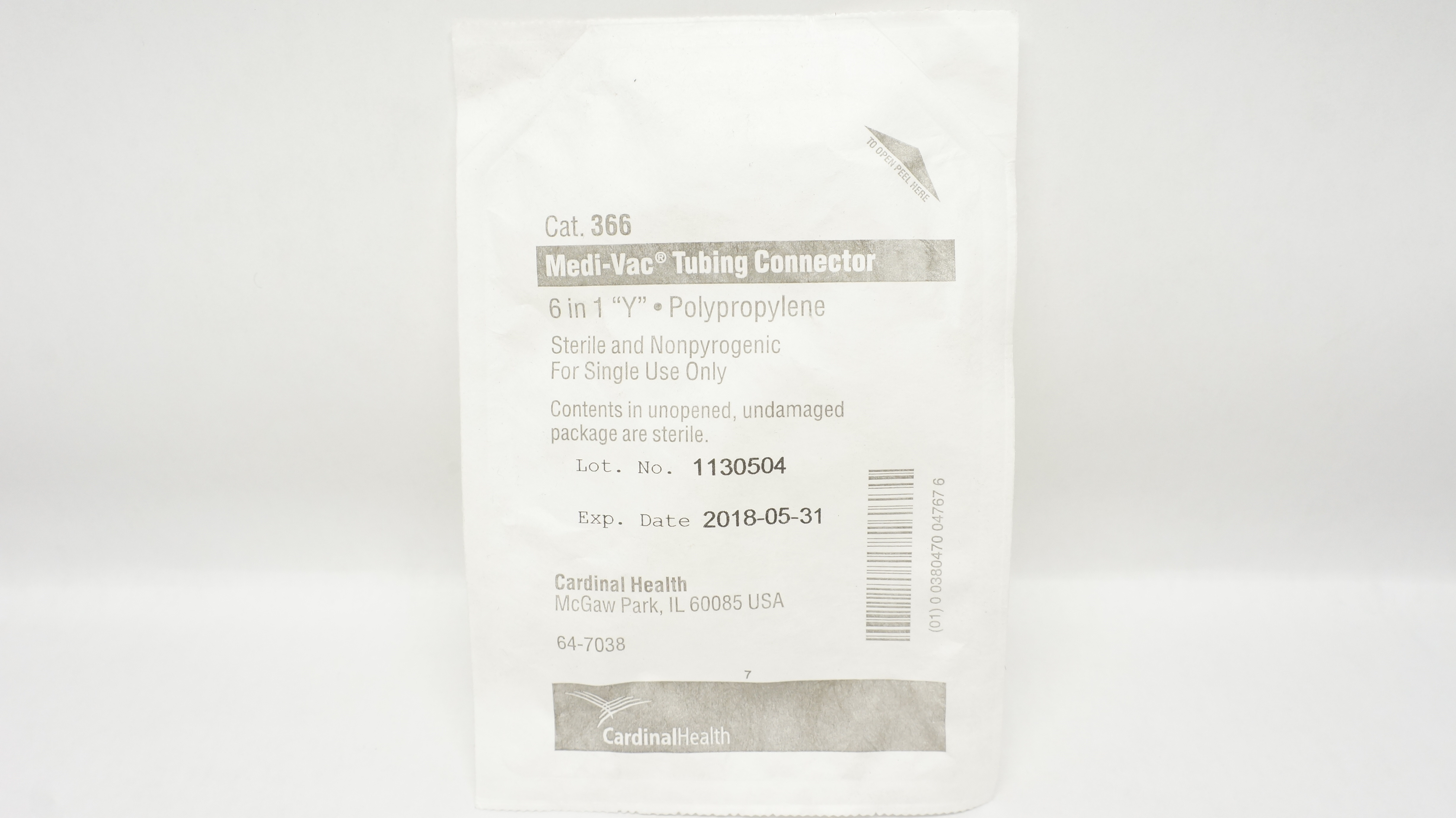 Cardinal Health 366 Medi-Vac Tubing Connector 6 in 1 "Y" Polypropylene (x)