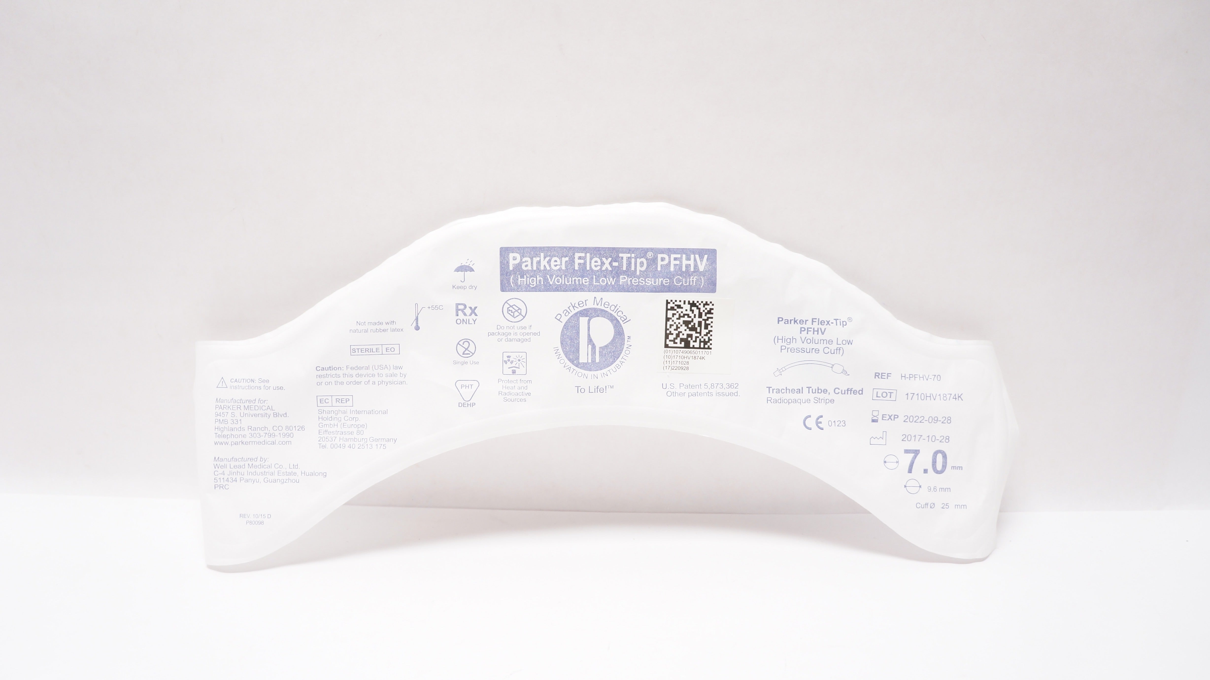 Parker Medical H-PFHV-70 Flex-Tip Tracheal Tube Cuffed 7.0mm x 9.6mm x 25mm (x)