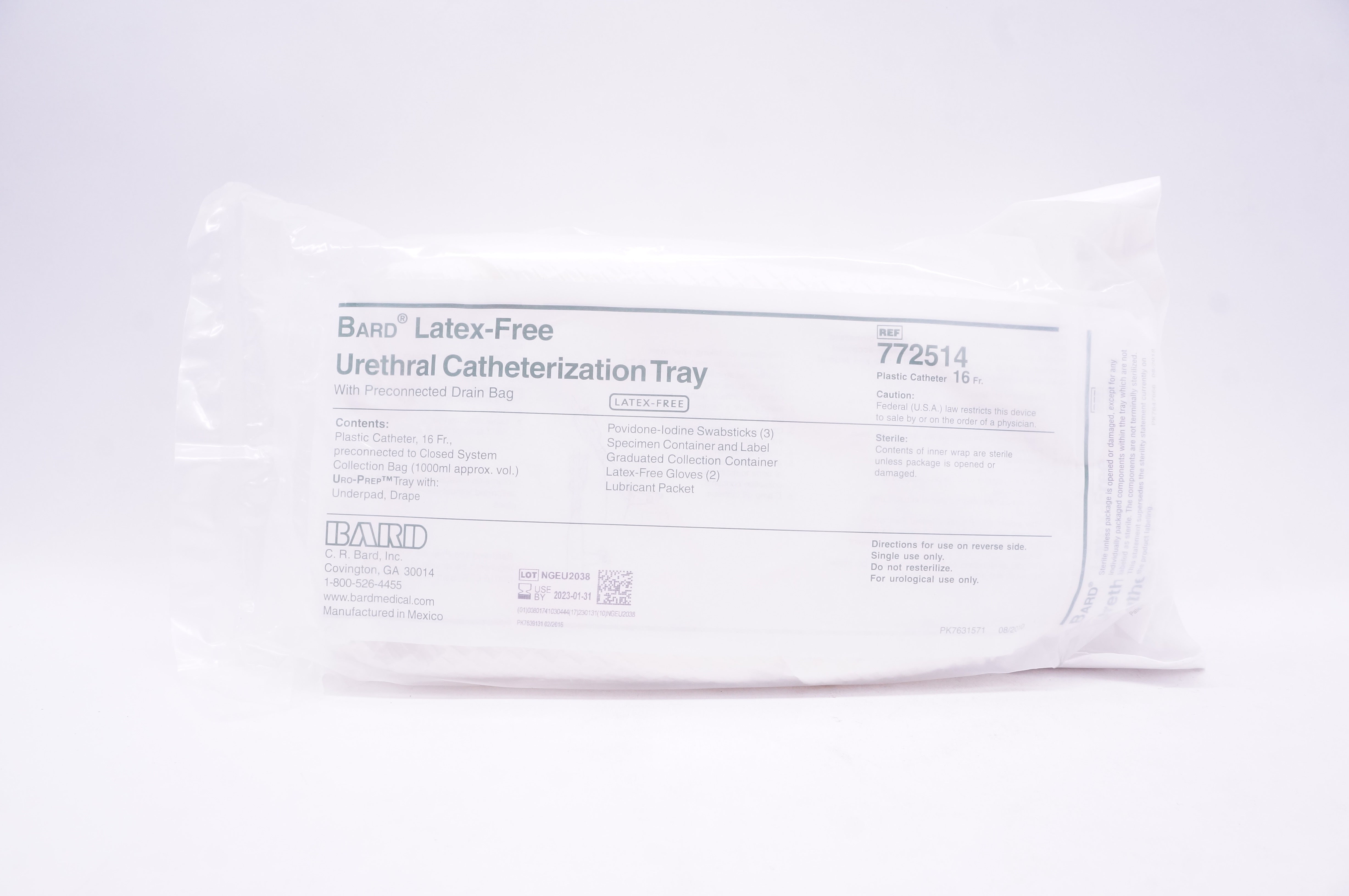 Bard 772514 Latex-Free Urethral Catheterization Tray 16Fr