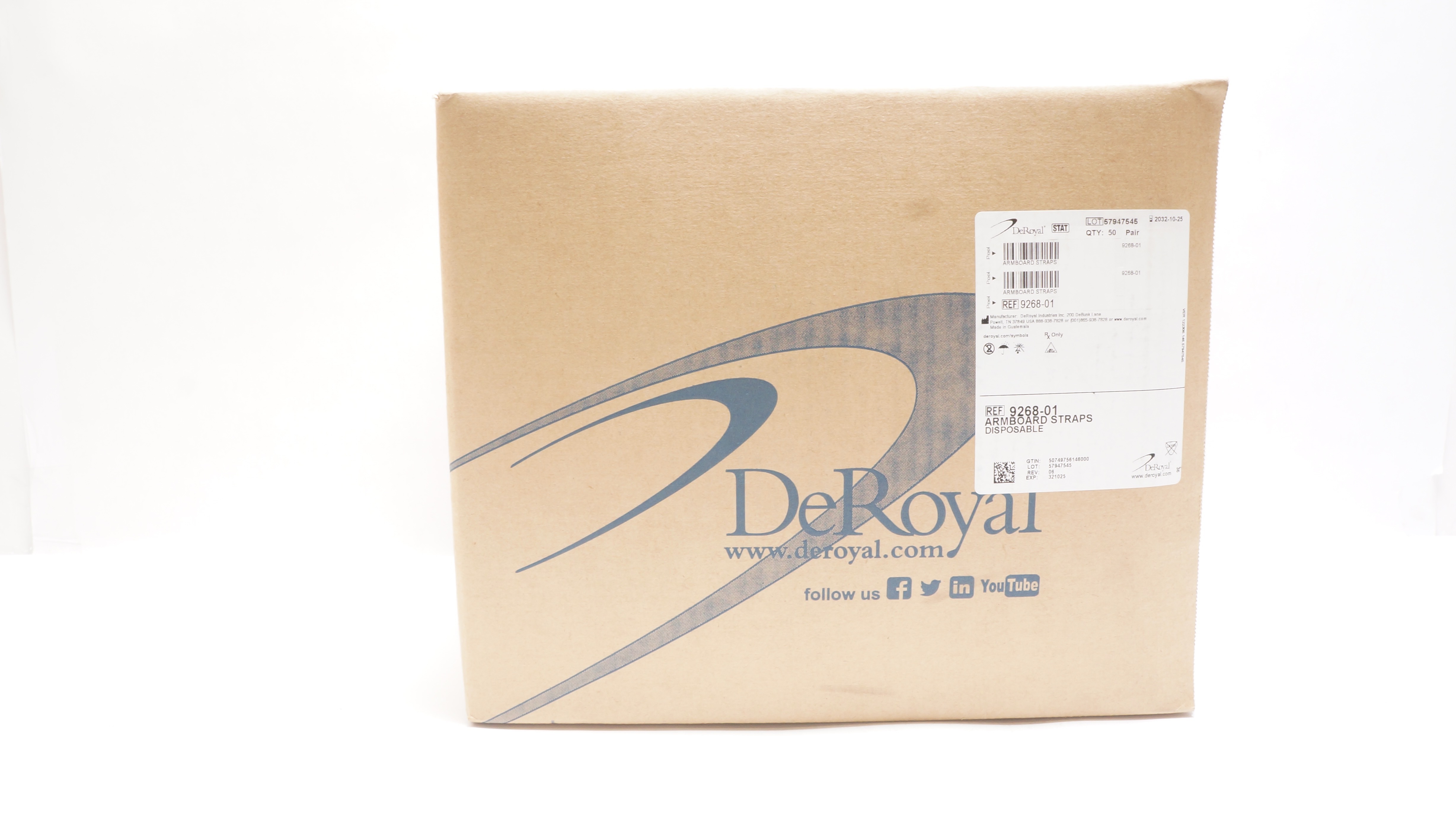 DeRoyal 9268-01 Armboard Straps, Disposable - Case of 50pair