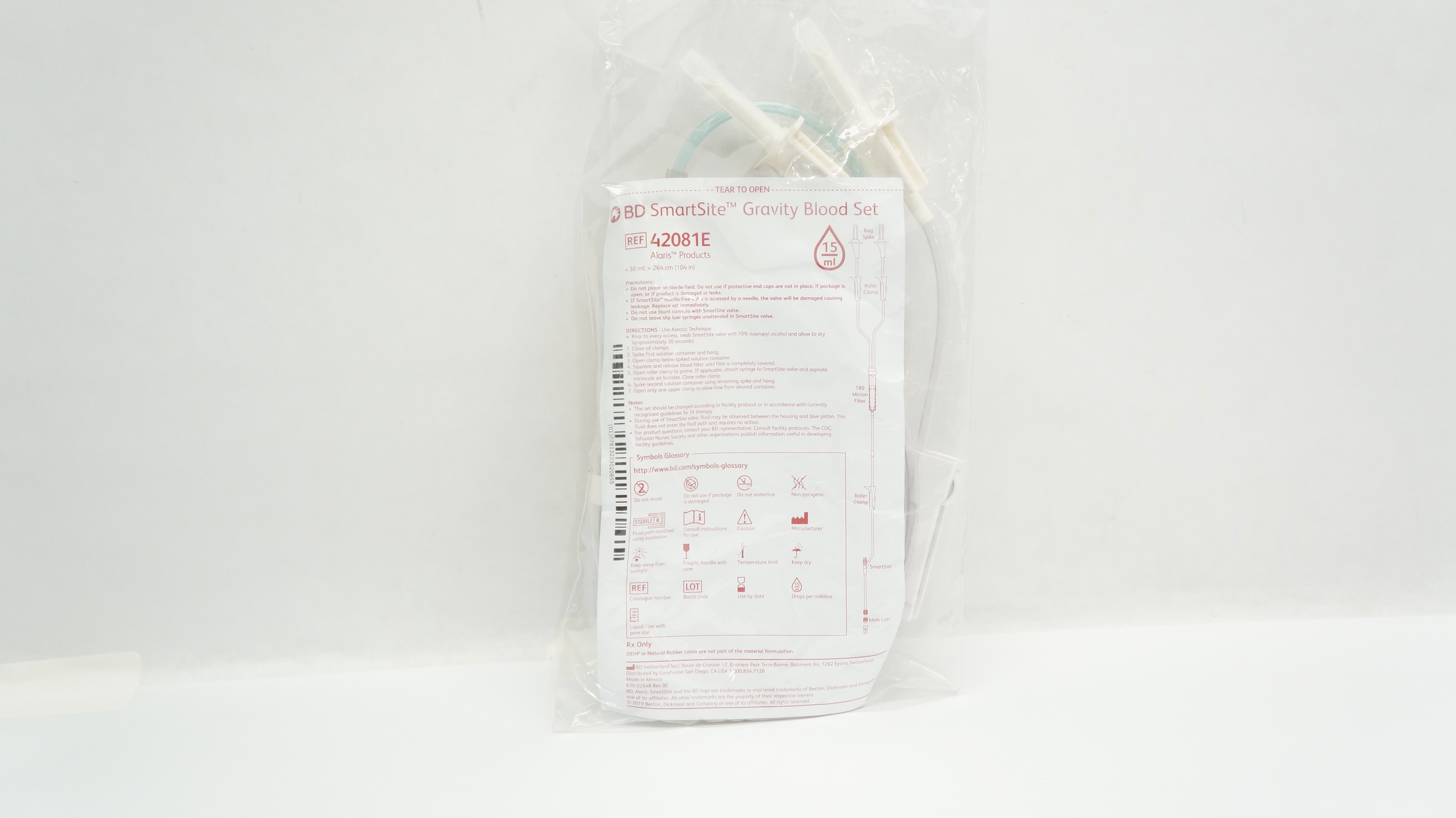BD 42081E SmartSite Gravity Blood Set 15Drops, 30mL x 104inch