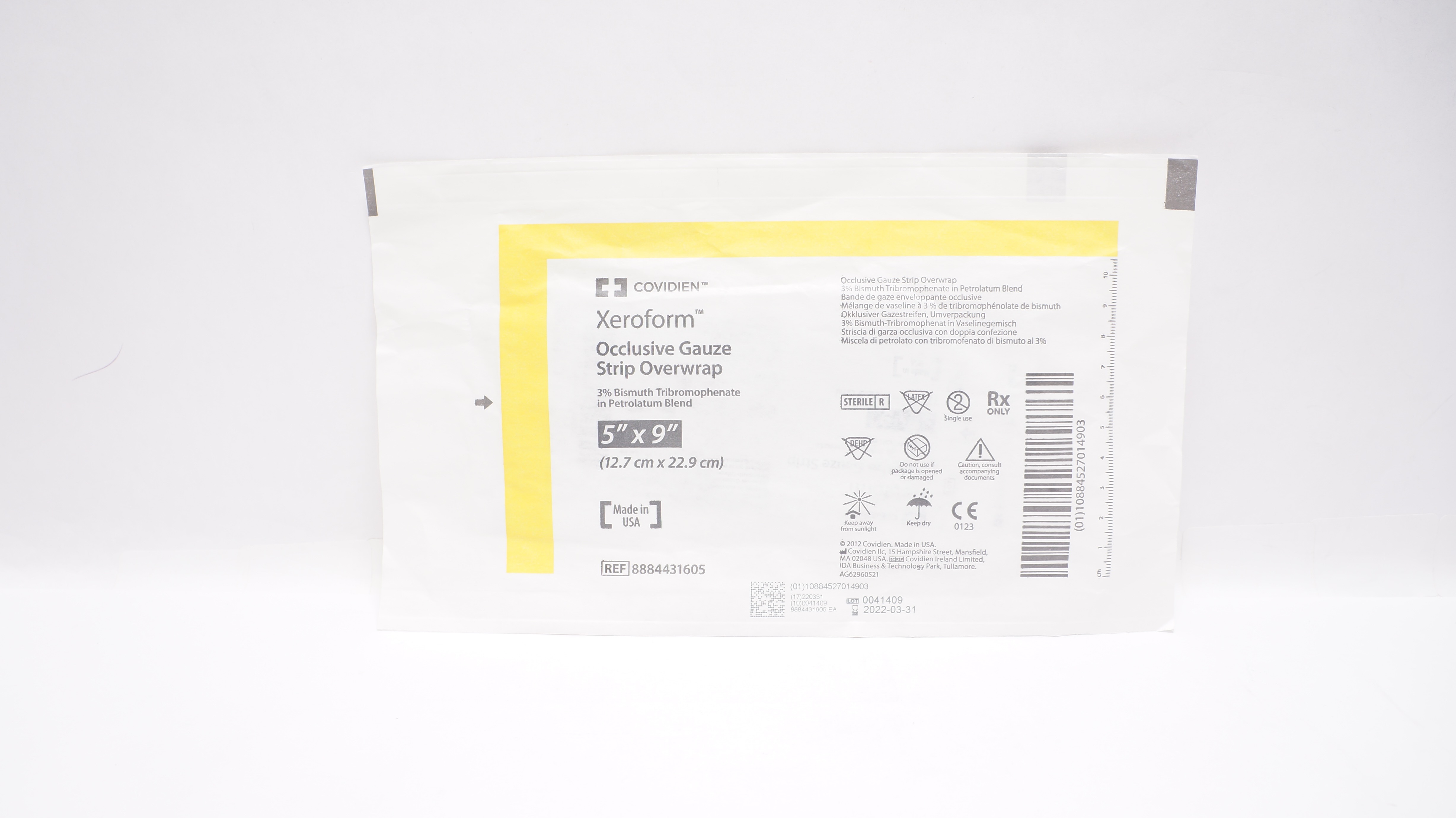 Covidien 8884431605 Xeroform Occlusive Gauze Strip Overwrap 5 x 9inch (x)