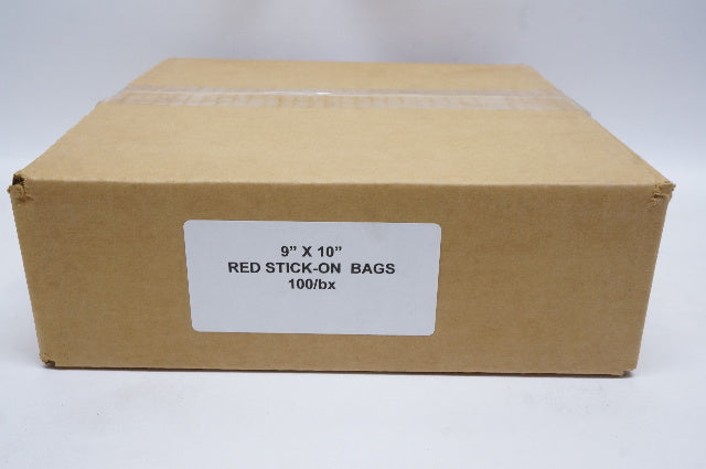 Red Stick-On Bags 9inch x 10inch - Box of 100