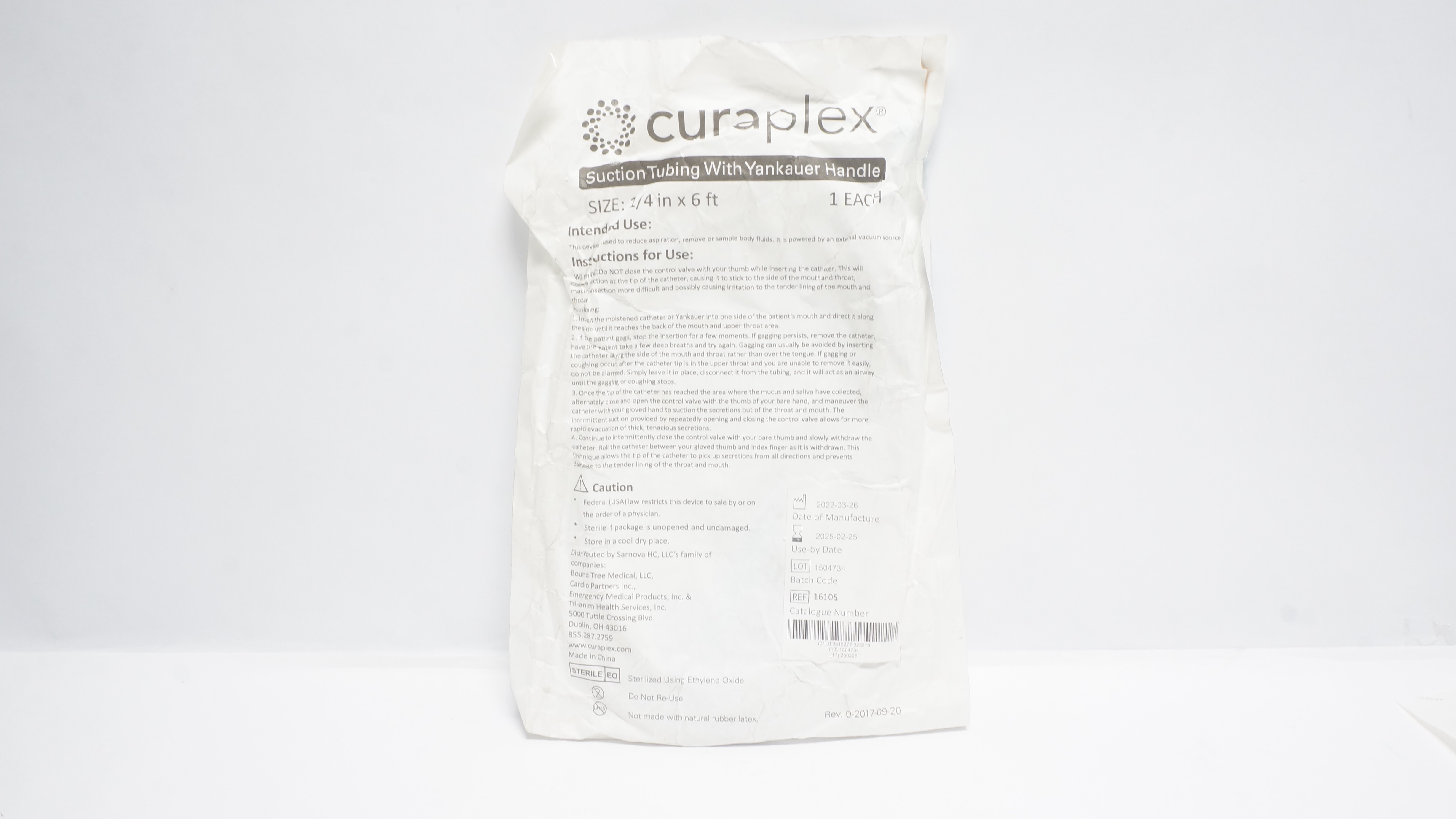 Curaplex 16105 Suction Tubing W/Yankauer Handle 1/4In x 6Ft (x)
