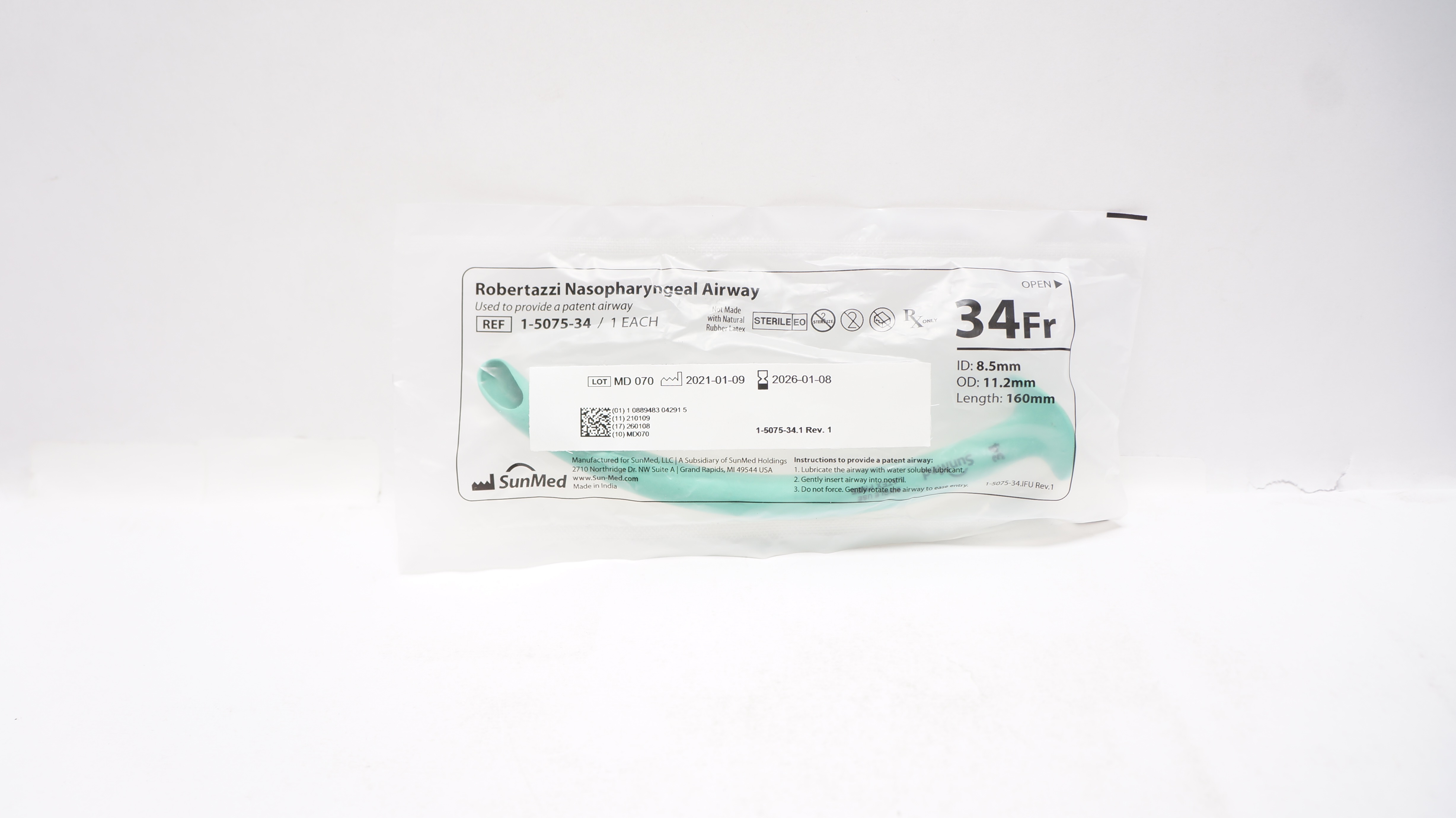 SunMed 1-5075-34 Robertazzi Nasopharyngeal Airway 34Fr.