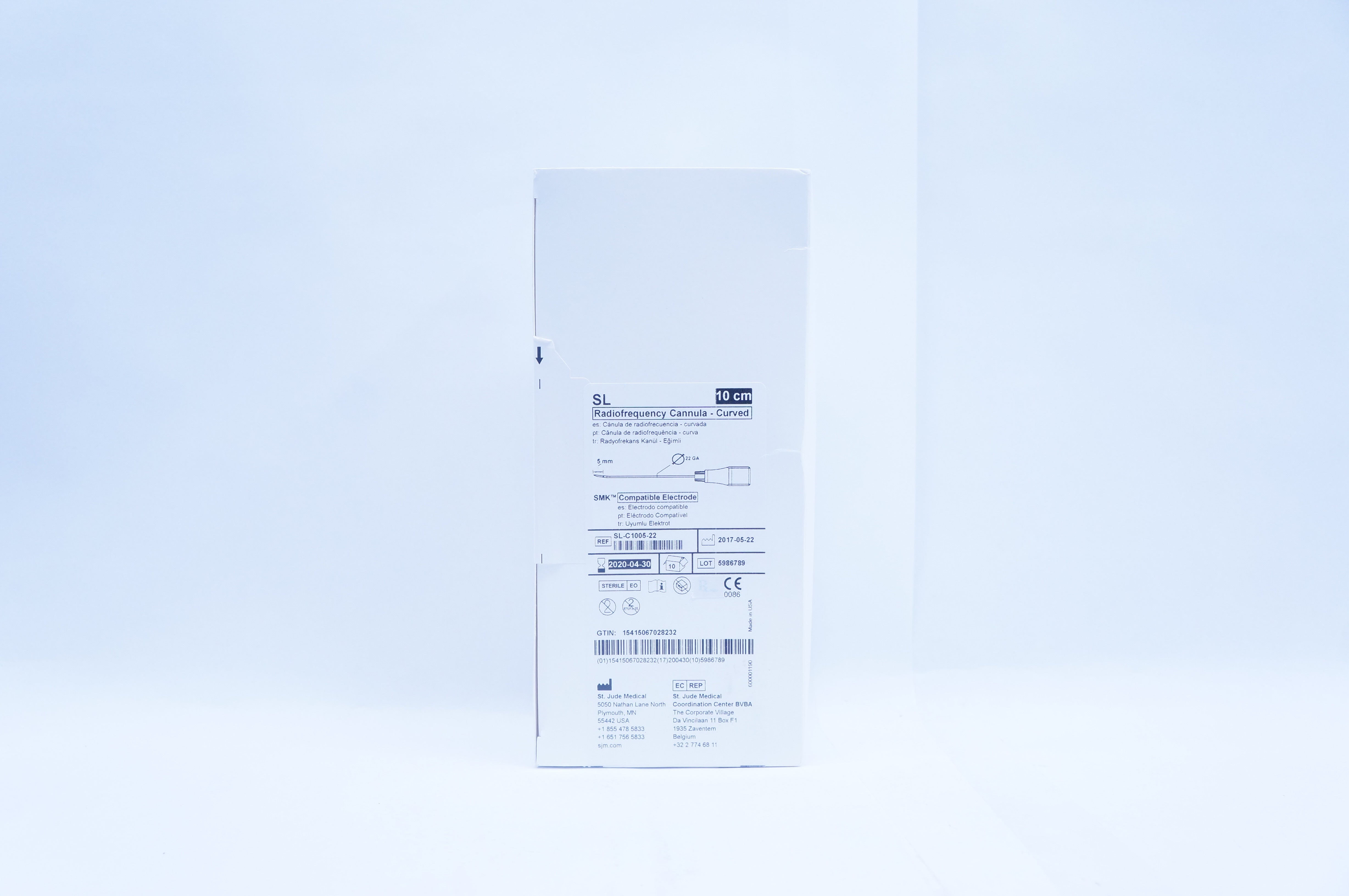 St. Jude Medical SL-C1005-22 Radiofrequency Cannula -Curved 10cm (x) - Box of 10