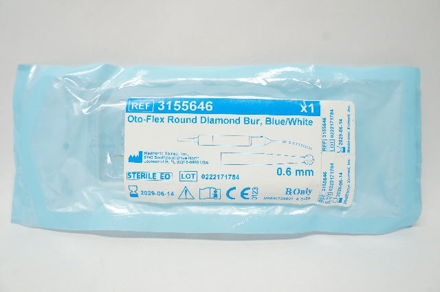 Medtronic 3155646 Oto-Flex Round Diamond Bur Blue/White 0.6mm