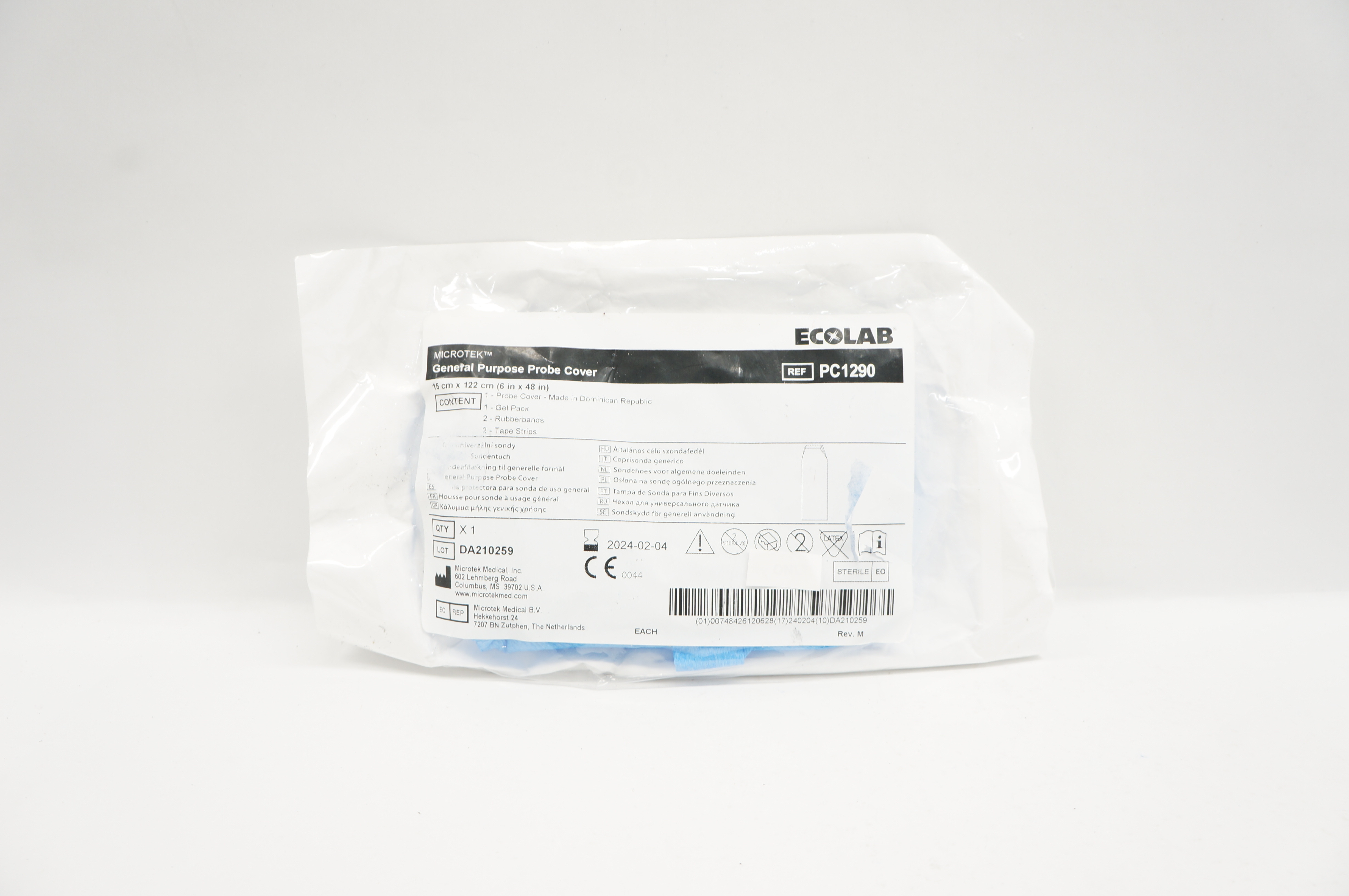 Microtek PC1290 Ecolab General Purpose Probe Cover 6inch x 48inch
