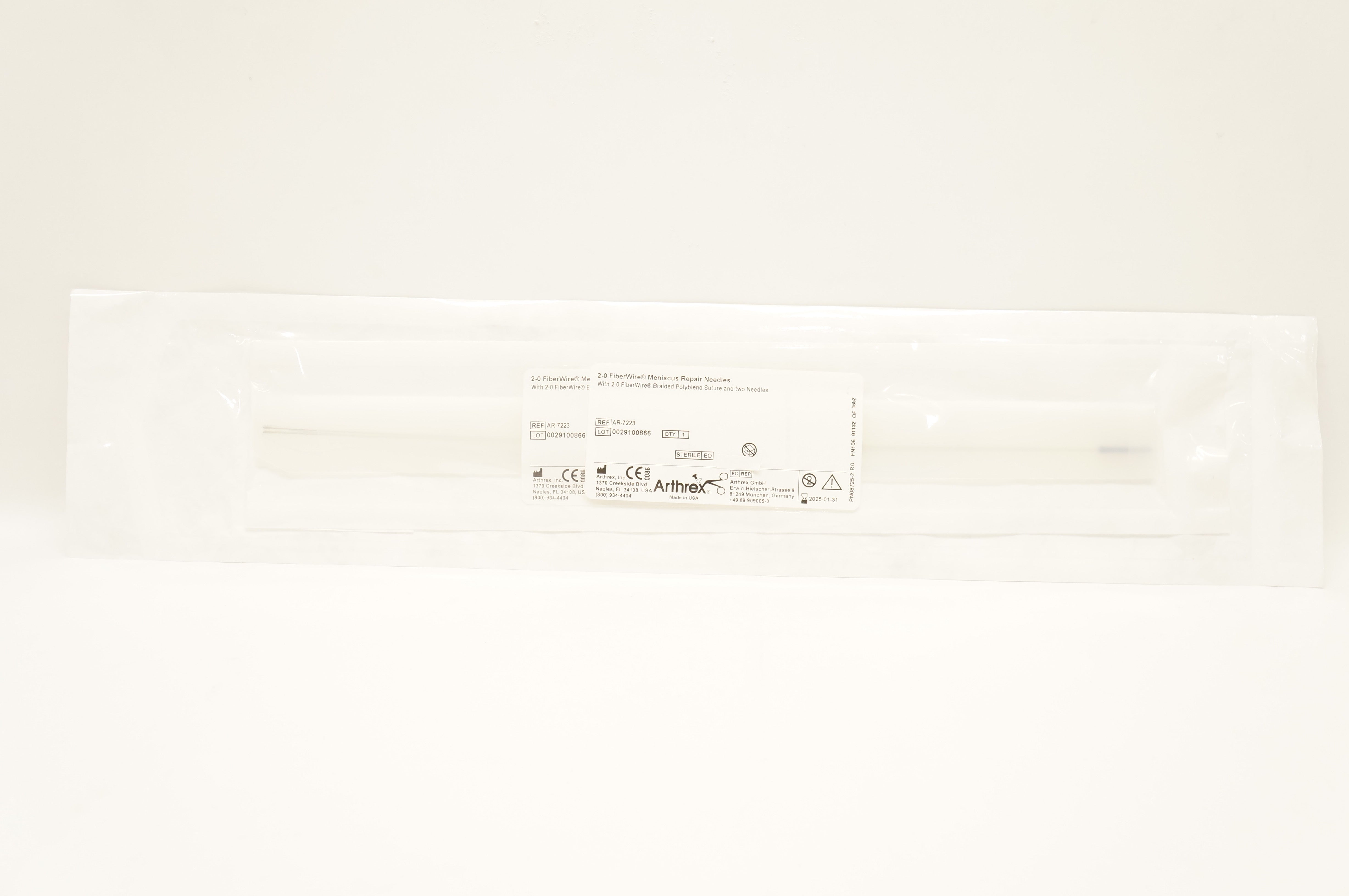 Arthrex AR-7223 2-0 FiberWire Meniscus Repair Ndles w/Braided Stre & 2 Ndles