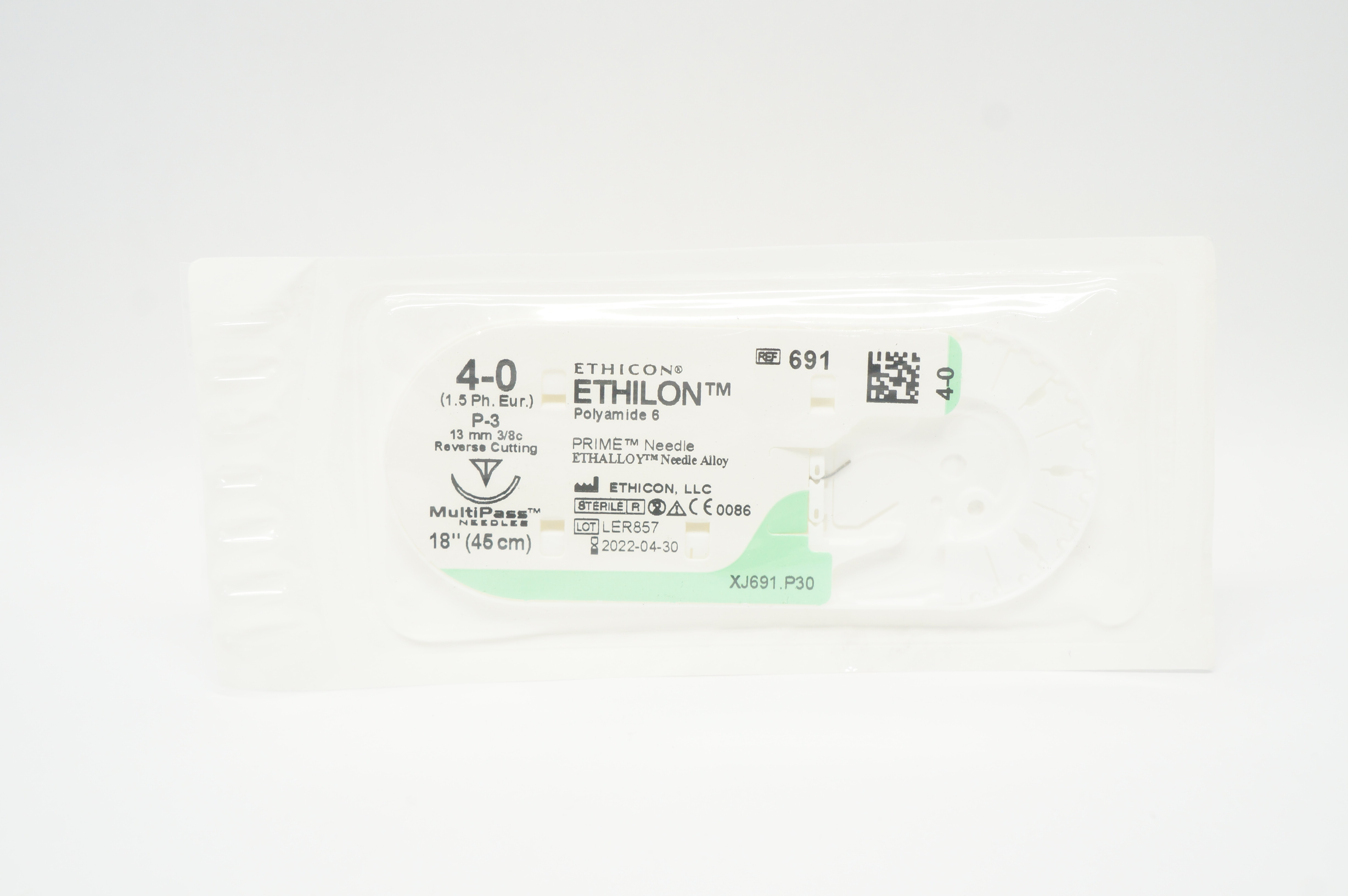Ethicon 691 4-0 ETHILON, P-3, 13mm 3/8c, 18inch (x)