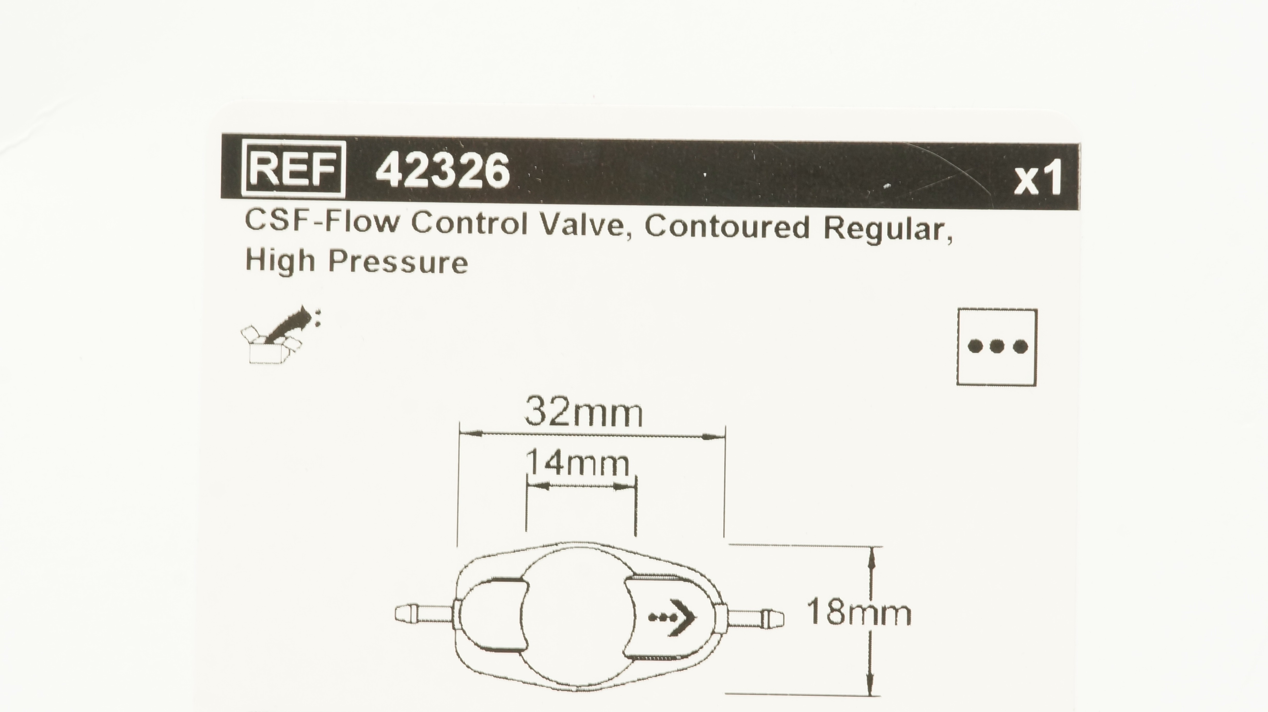 Medtronic 42326 CSF-Flow Control Valve, Contoured Regular 32 x 14 x 18mm (x)