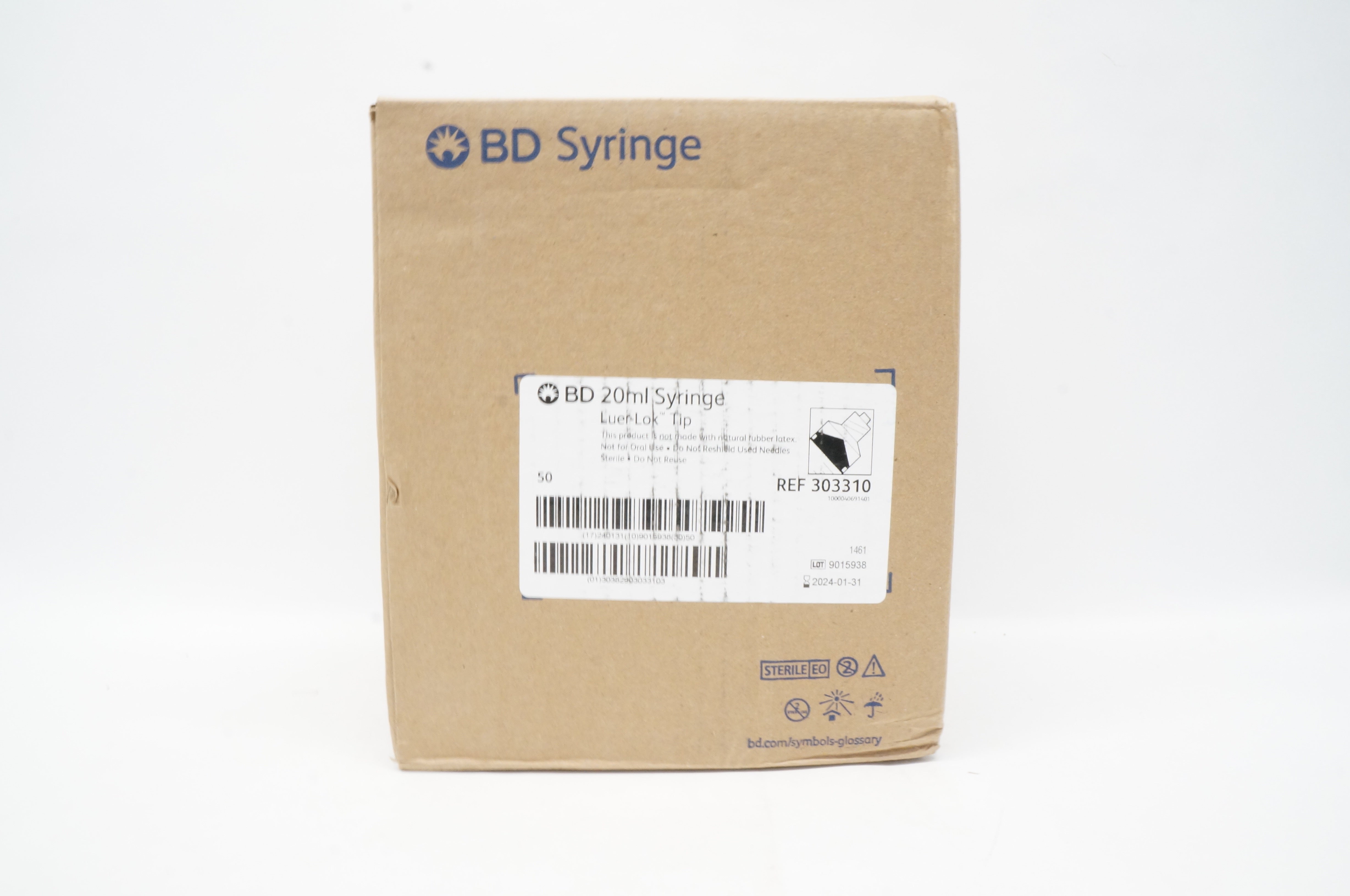 BD 303310 Syringe Luer-Lok Tip 20 ml - Box of 50