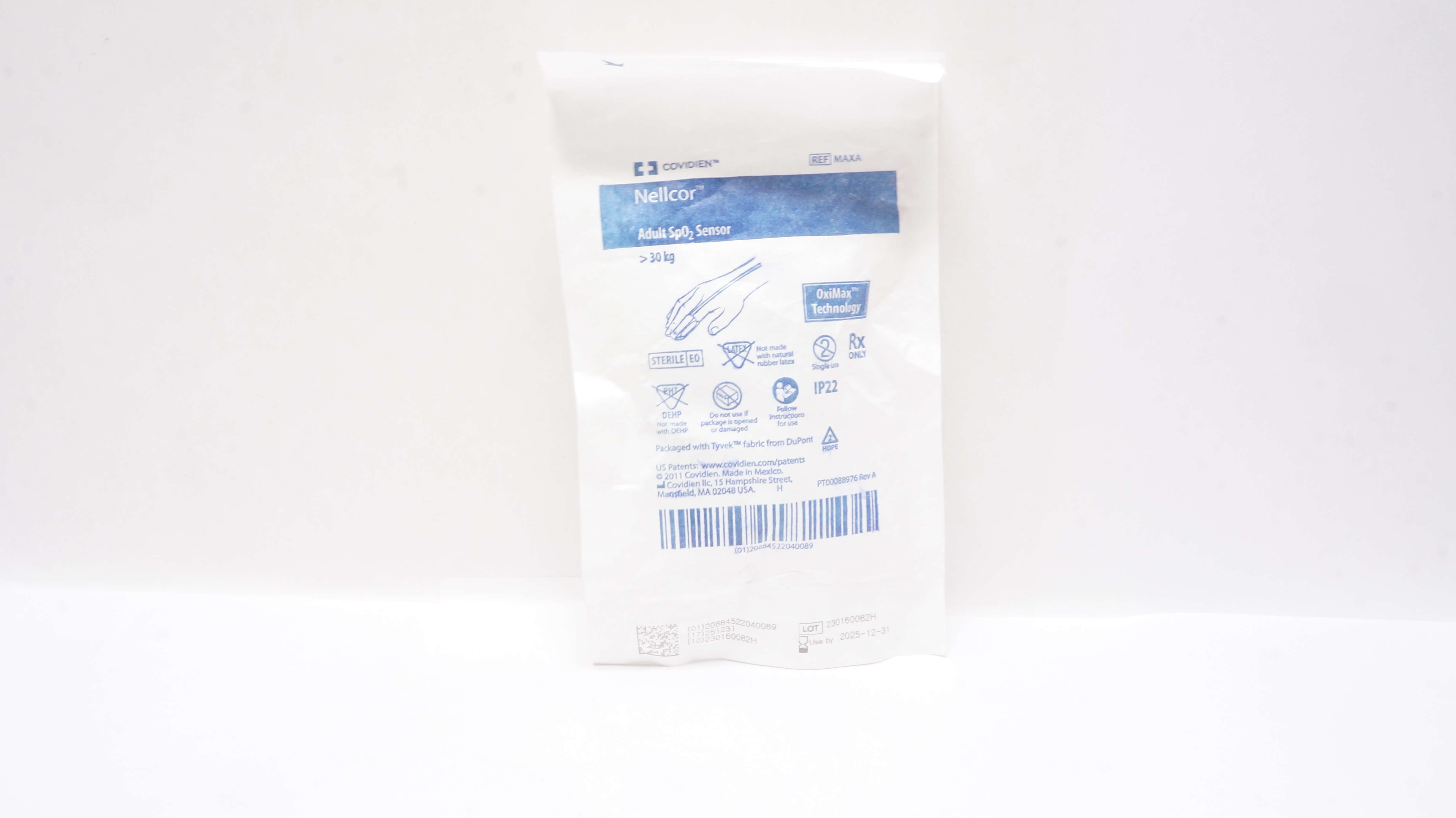 Covidien MAXAR Nellcor Adult SpO2 Sensor > 30kg