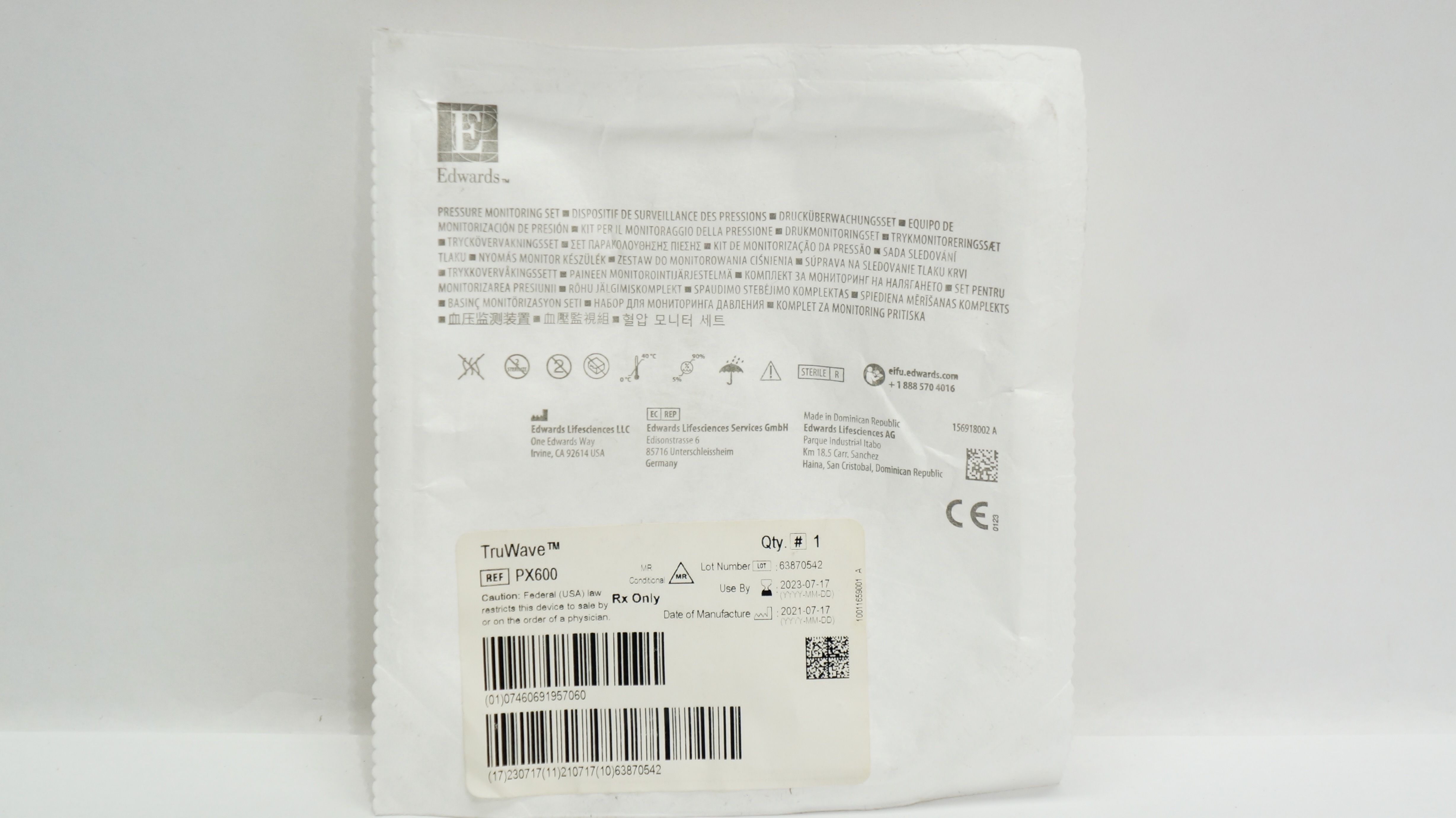 Edwards Lifesciences PX600 Pressure Monitoring Set (x)