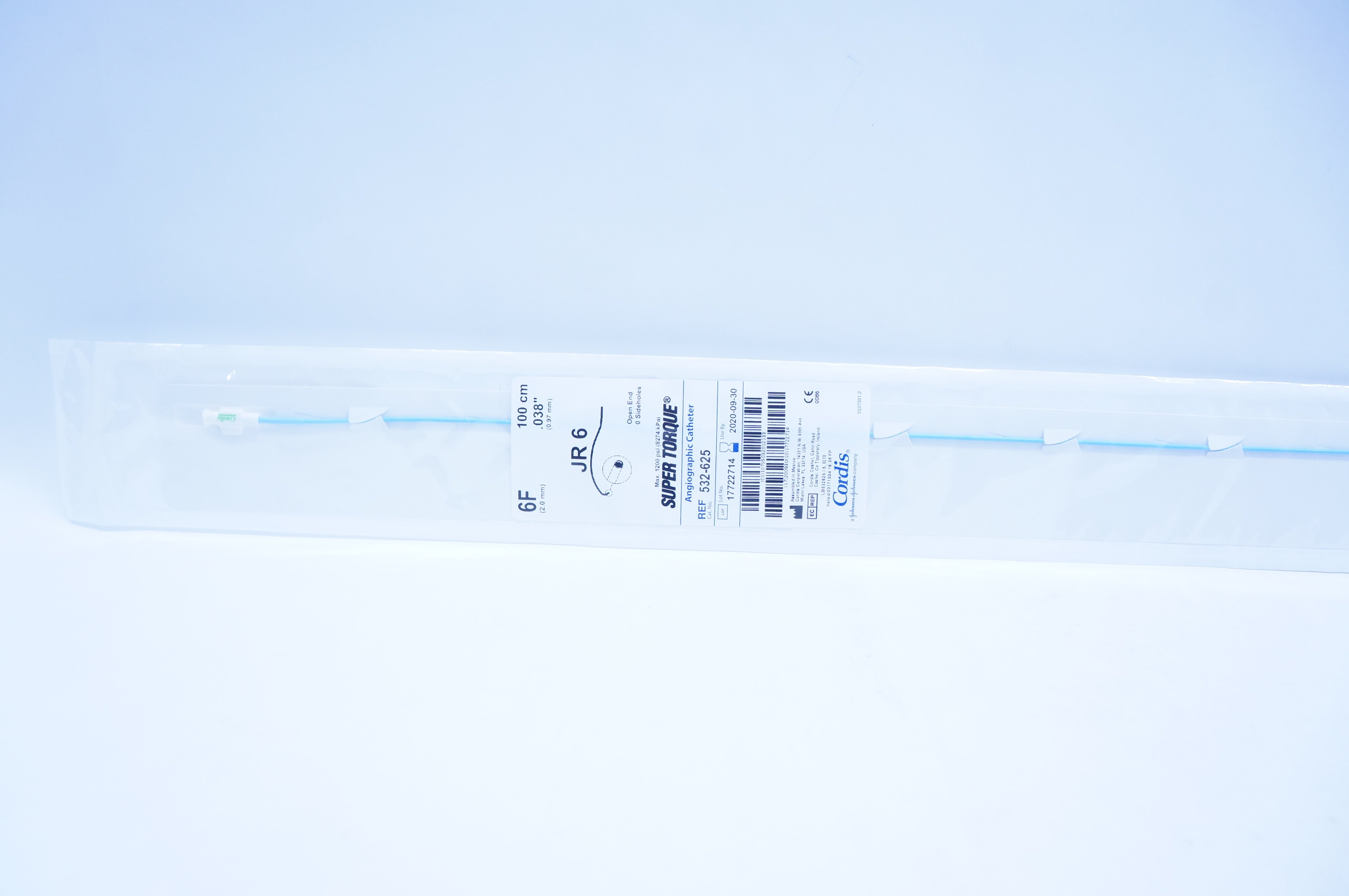 Cordis 532-625 Super Torque JR 6 Angiographic Cath. 6F x .038inch x 100cm (x)