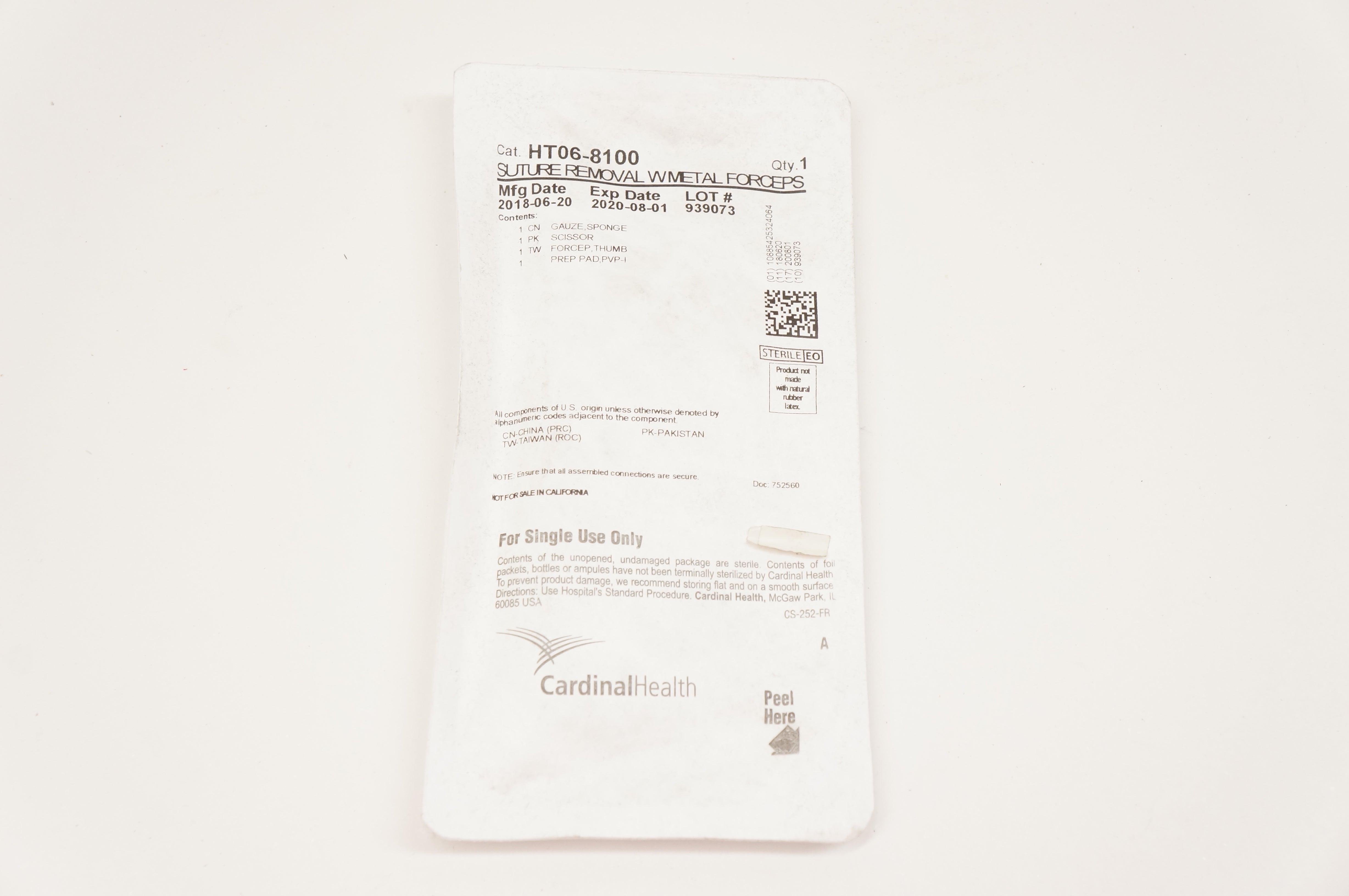 Cardinal Health HT06-8100 Stre Removal With Metal Forceps