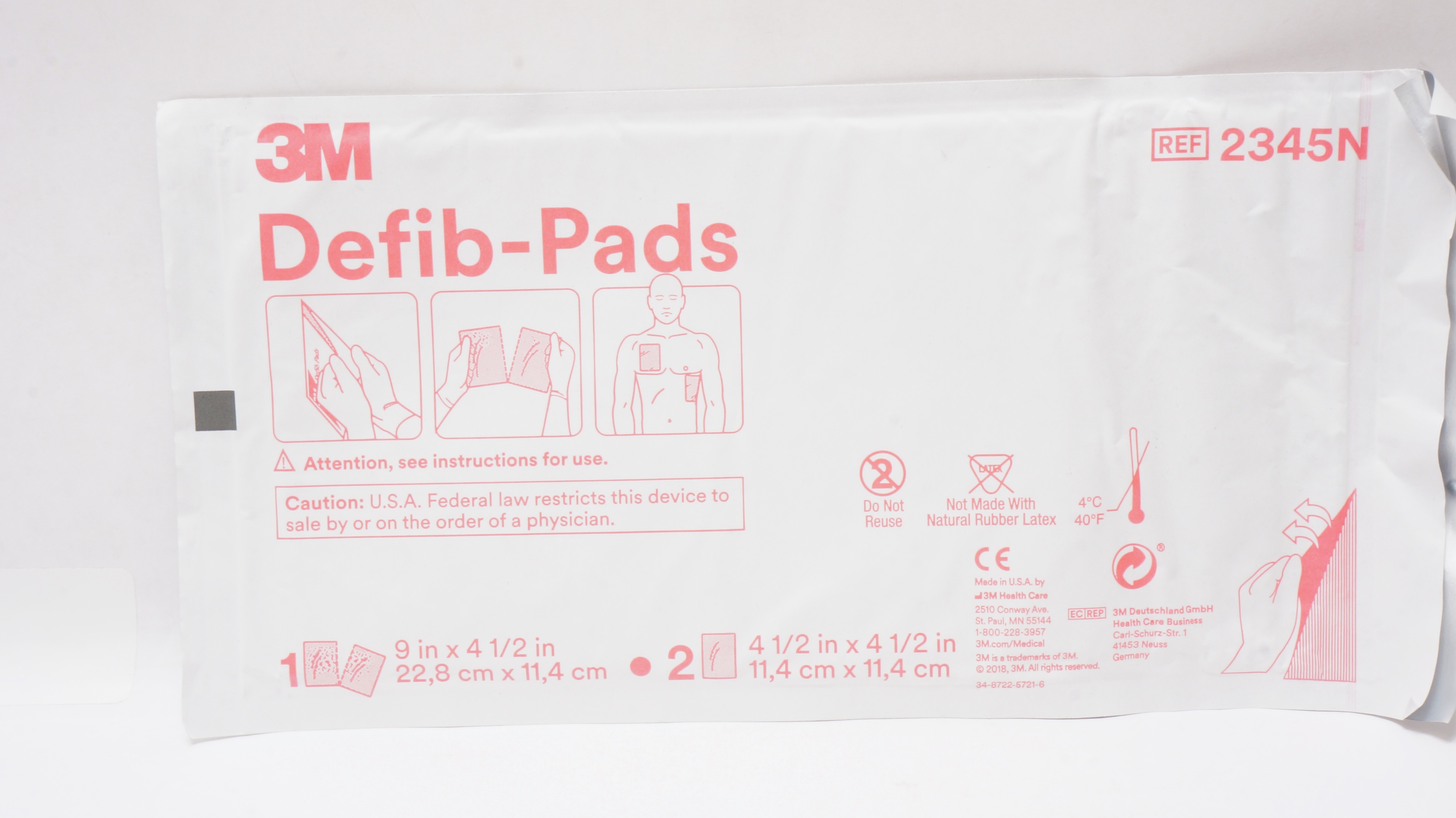 3M 2345N Defib-Pads 9inch x 4-1/2inch (x)