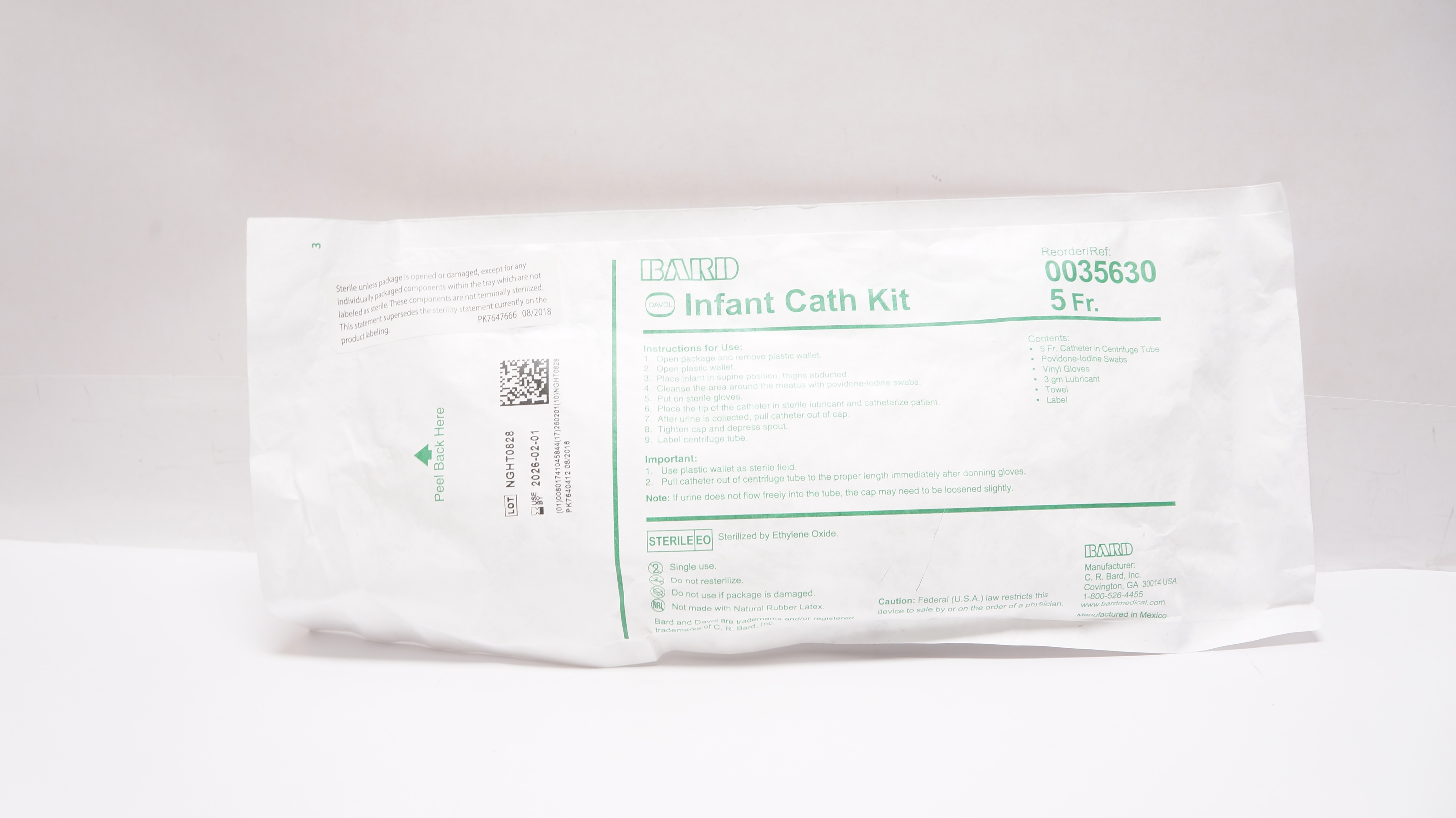 Bard 0035630 Davol Infant and Pediatric Cath. Kit 5Fr.