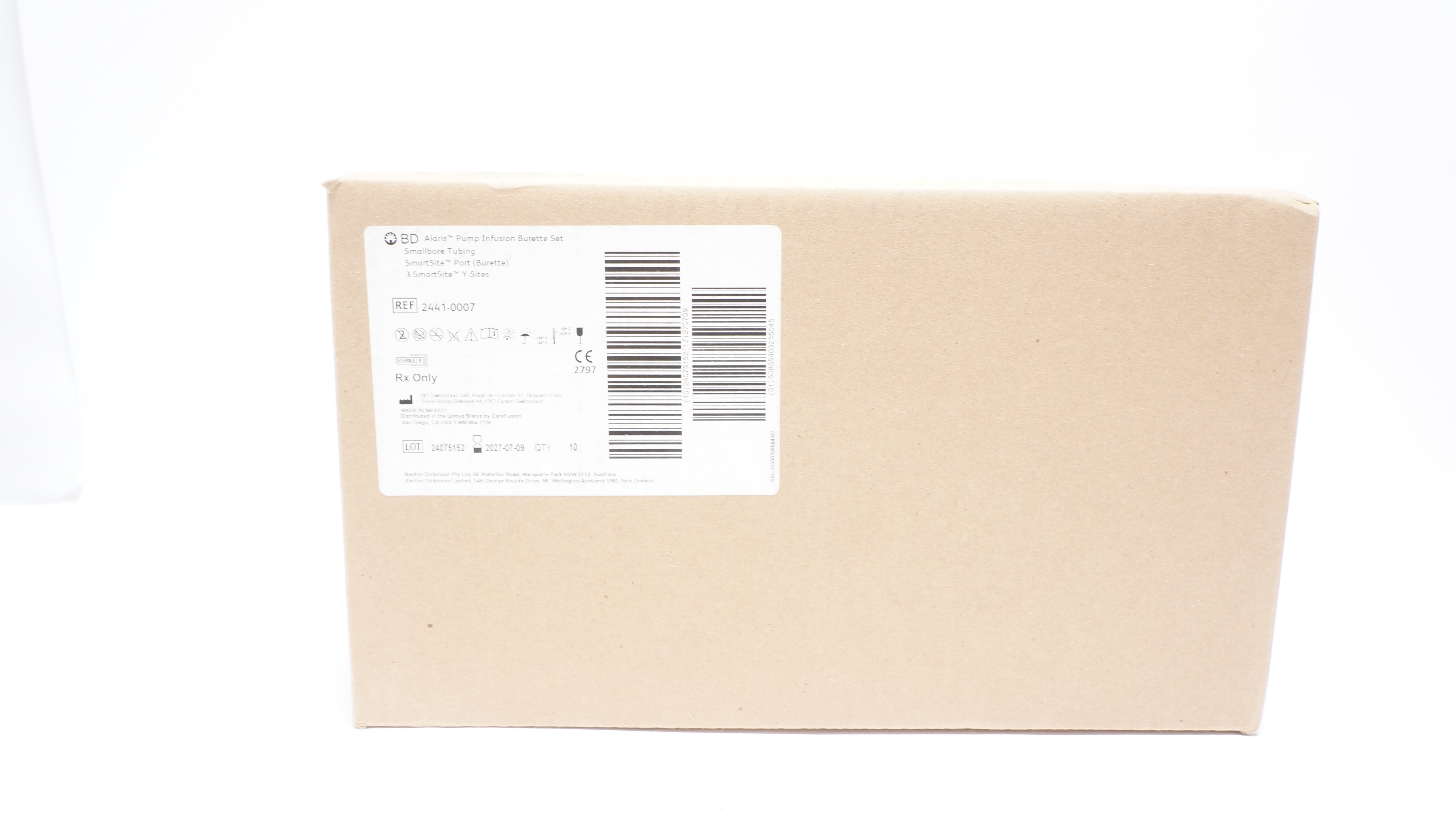 BD 2441-0007 Alaris Pump Infusion Burette Set 20mL 130in - Box of 10