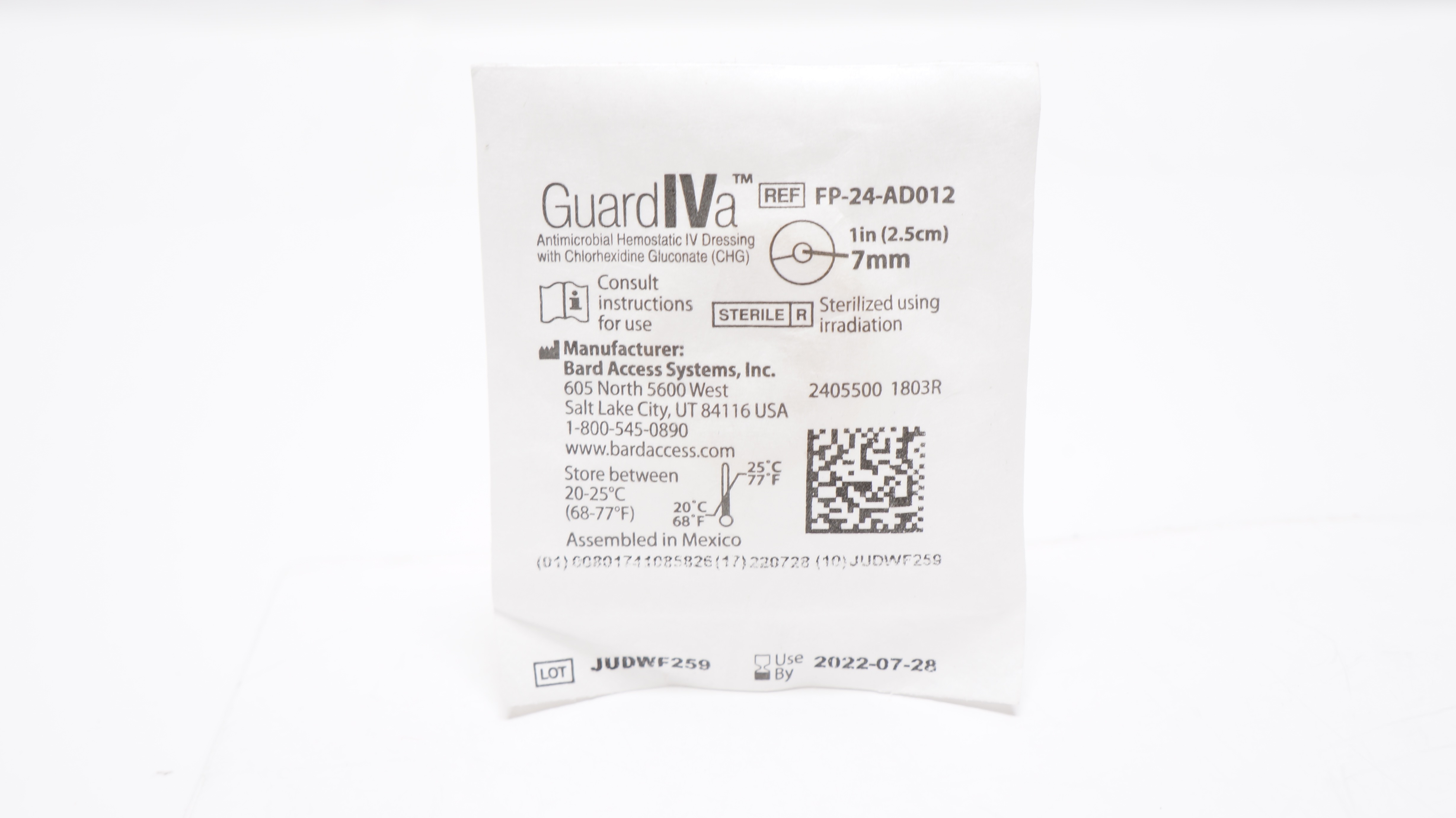 Bard FP-24-AD012 Guard IVa Hemostatic IV Dressing 1inch x 7mm (x)