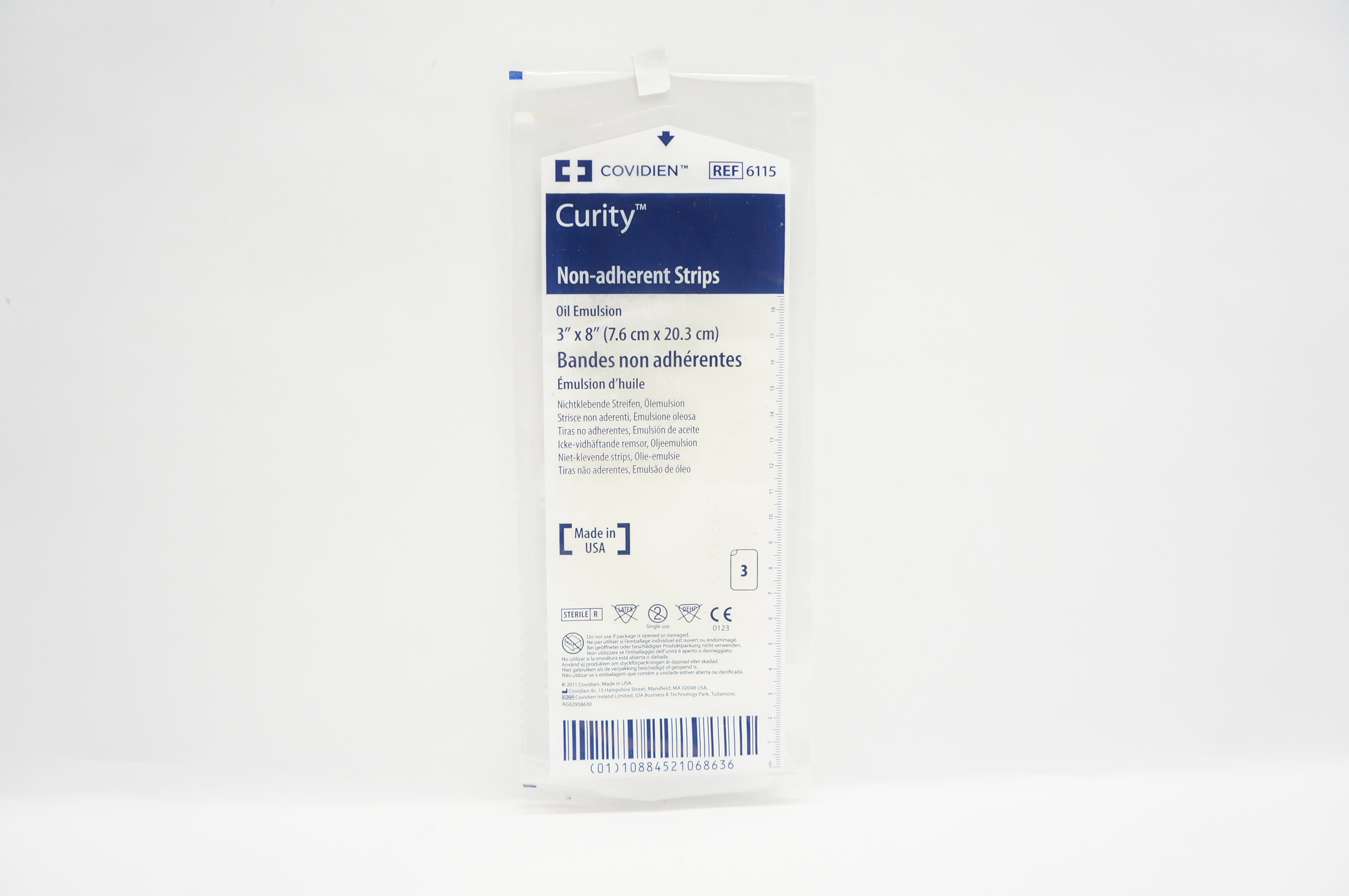 Covidien 6115 Curity Non-Adherent Strips Oil Emulsion 3inch x 8inch - Pack of 3