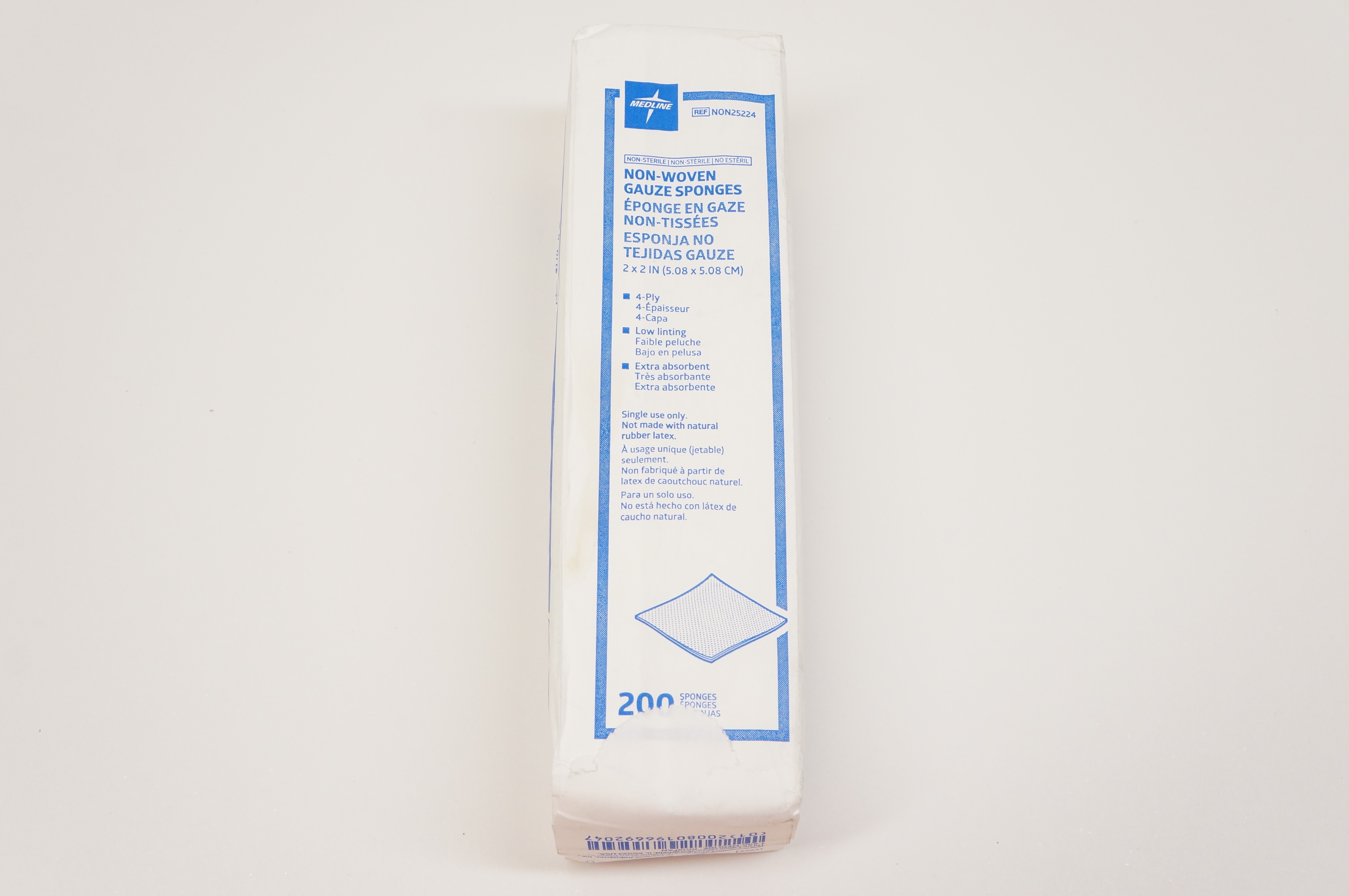 Medline NON25224 Non-Woven Gauze Sponges 2 x 2inch, 4-Ply - Pack of 200