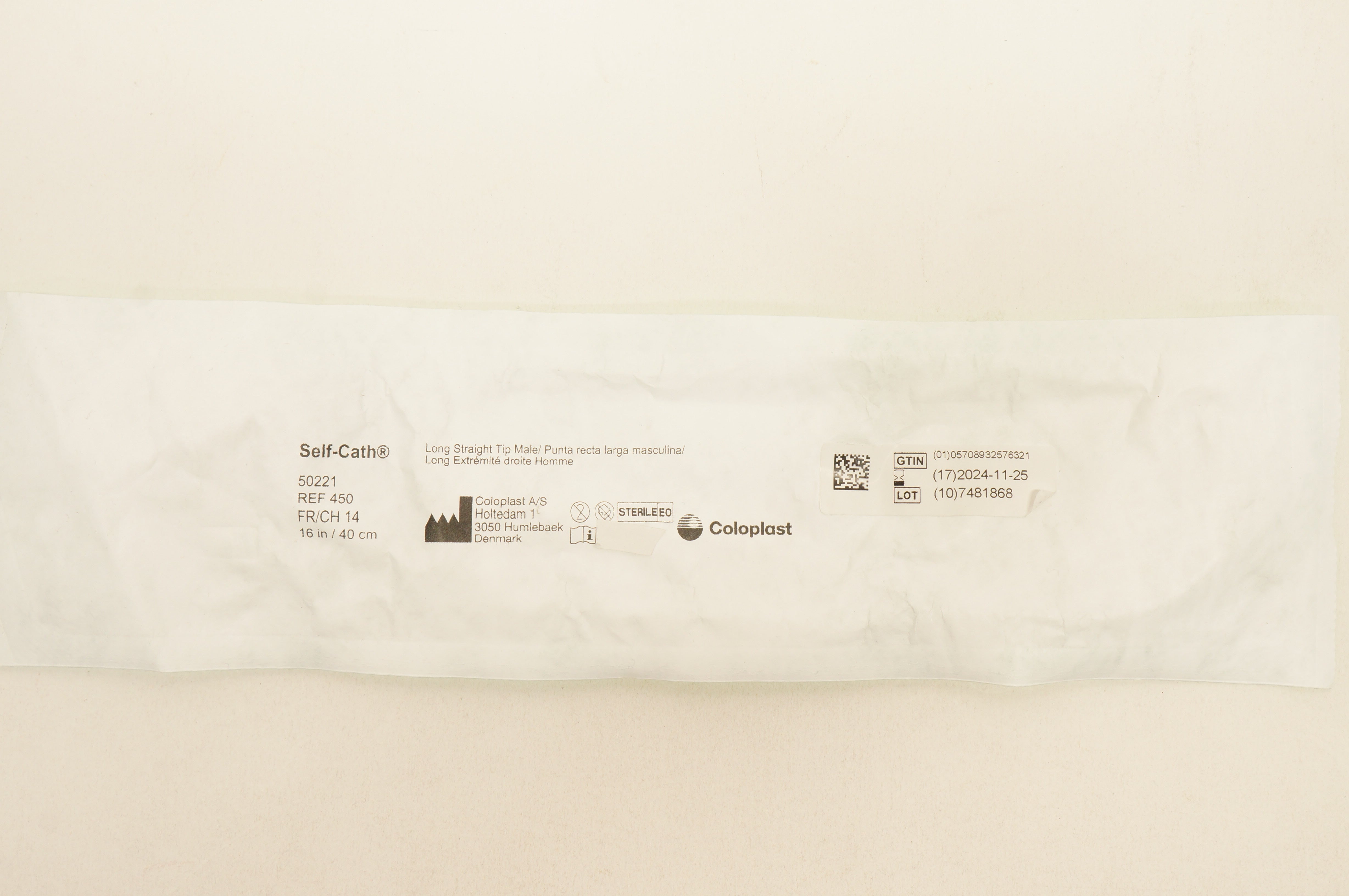Coloplast 450 Self-Cath Long Straight Tip Male 14Fr/Ch 16inch/40cm