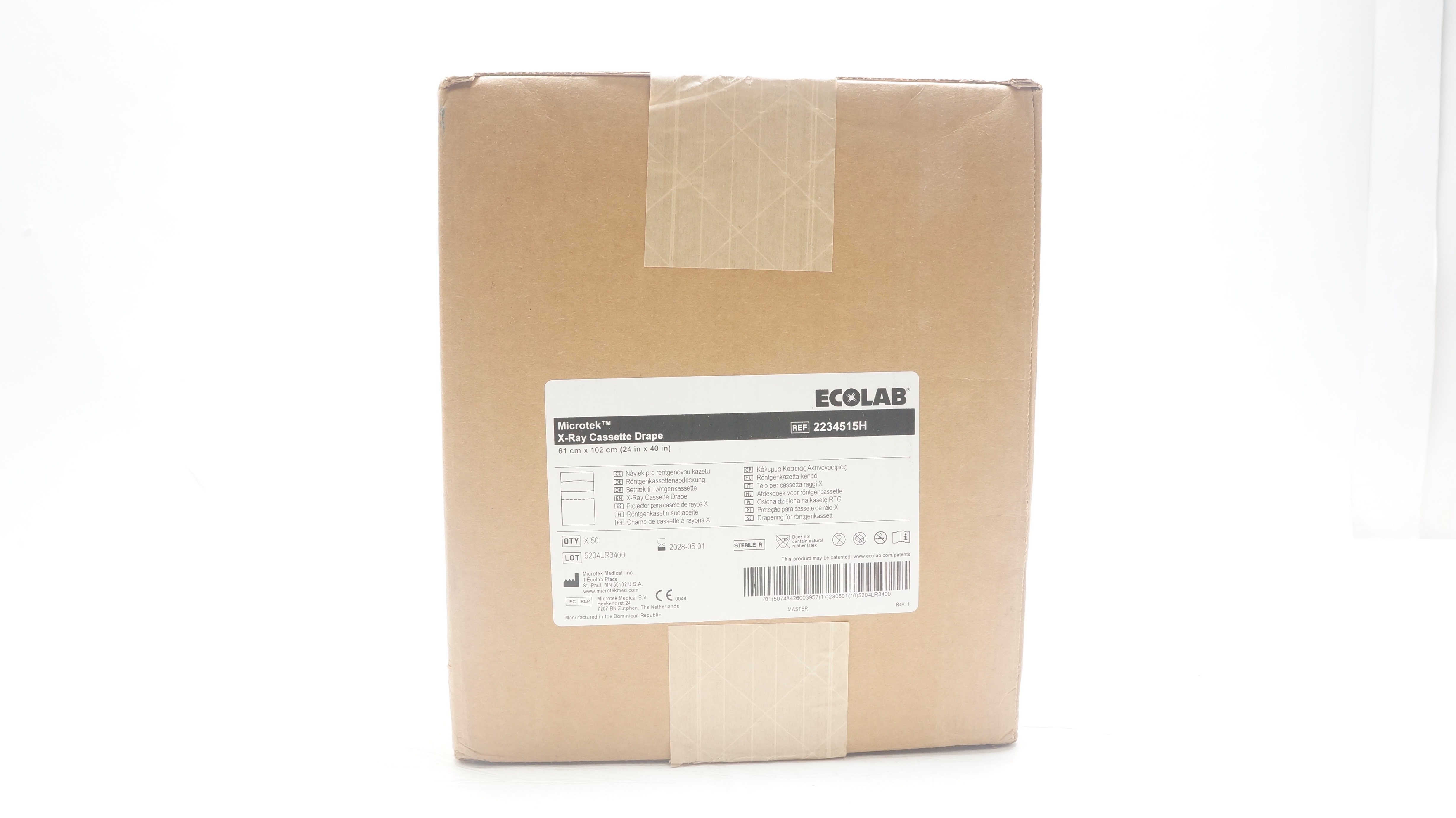 Microtek 2234515H Ecolab X-Ray Cassette Drape 24In x 40In - Box of 50