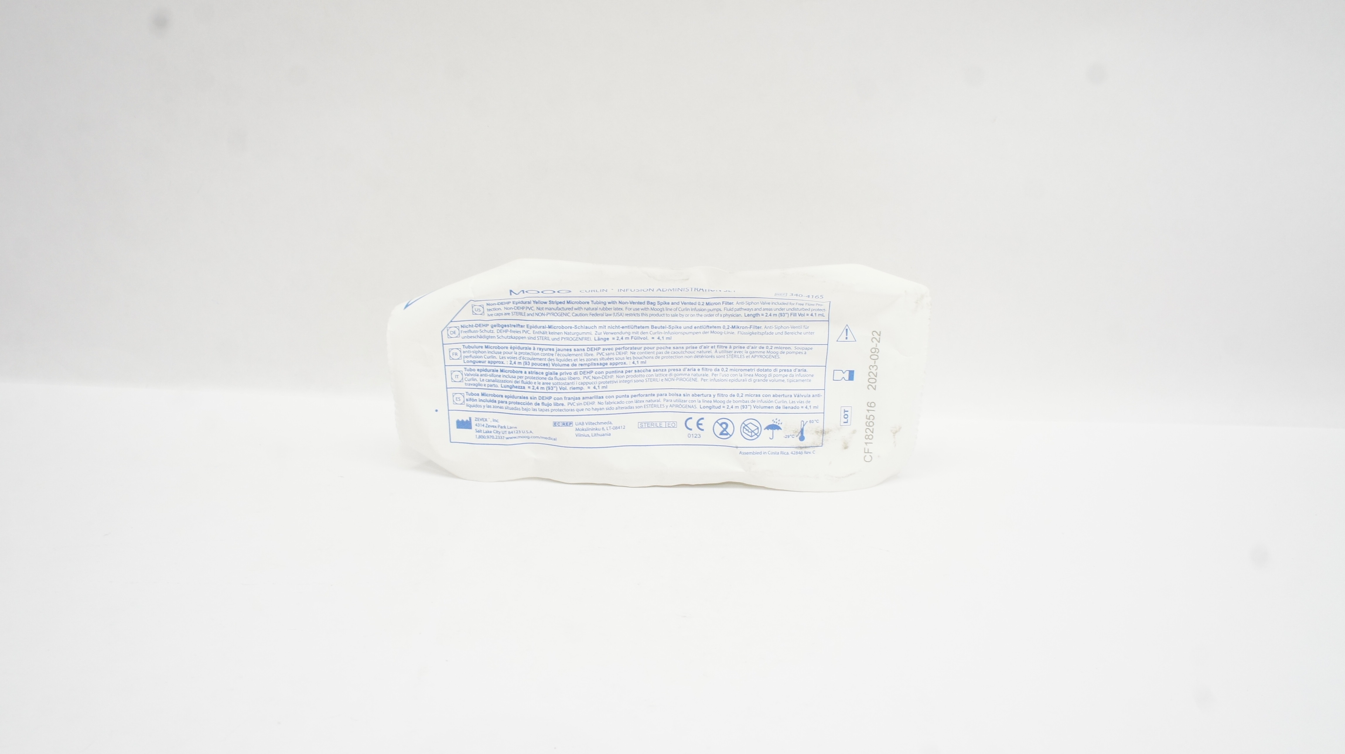 Zevex 340-4165 Moog Curlin Infusion Administration Set 93inch x4.1mL(approx.)(x)