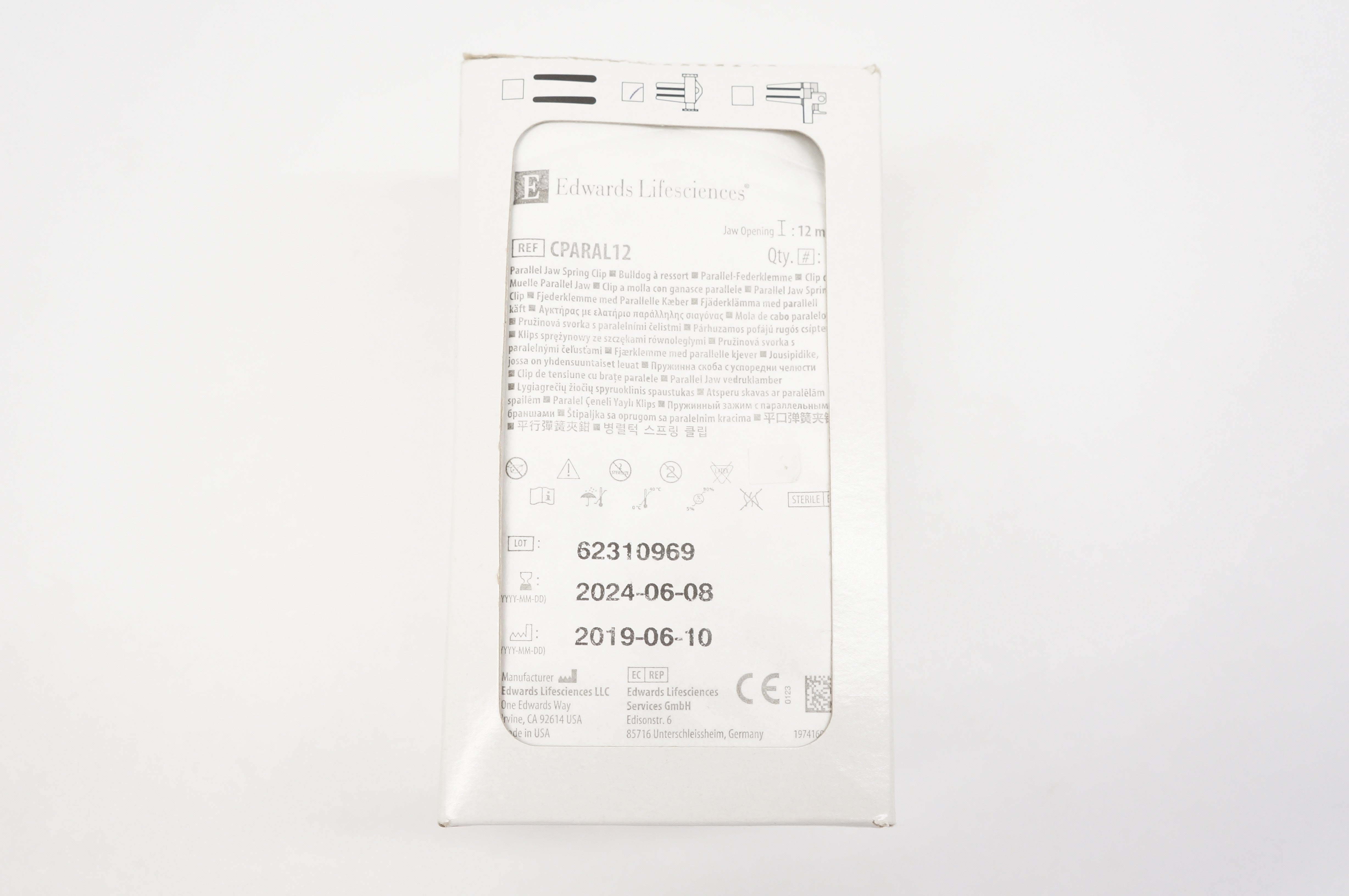 Edwards Lifesciences CPARAL12 Parallel Jaw Spring Clip 12mm - Box of 10