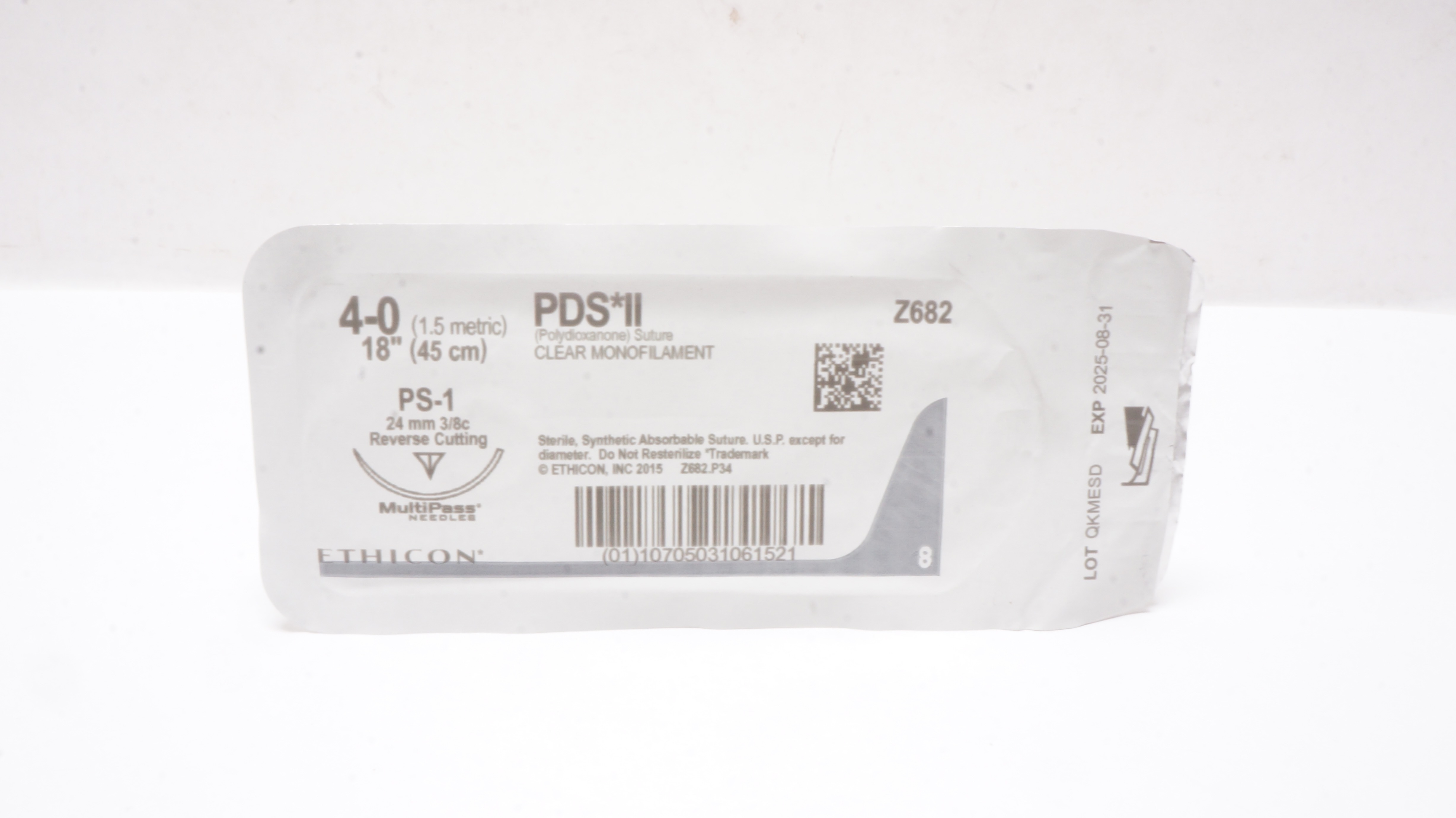 Ethicon Z682 4-0 PDS II PS-1 24mm 3/8c Reverse Cutting 18inch