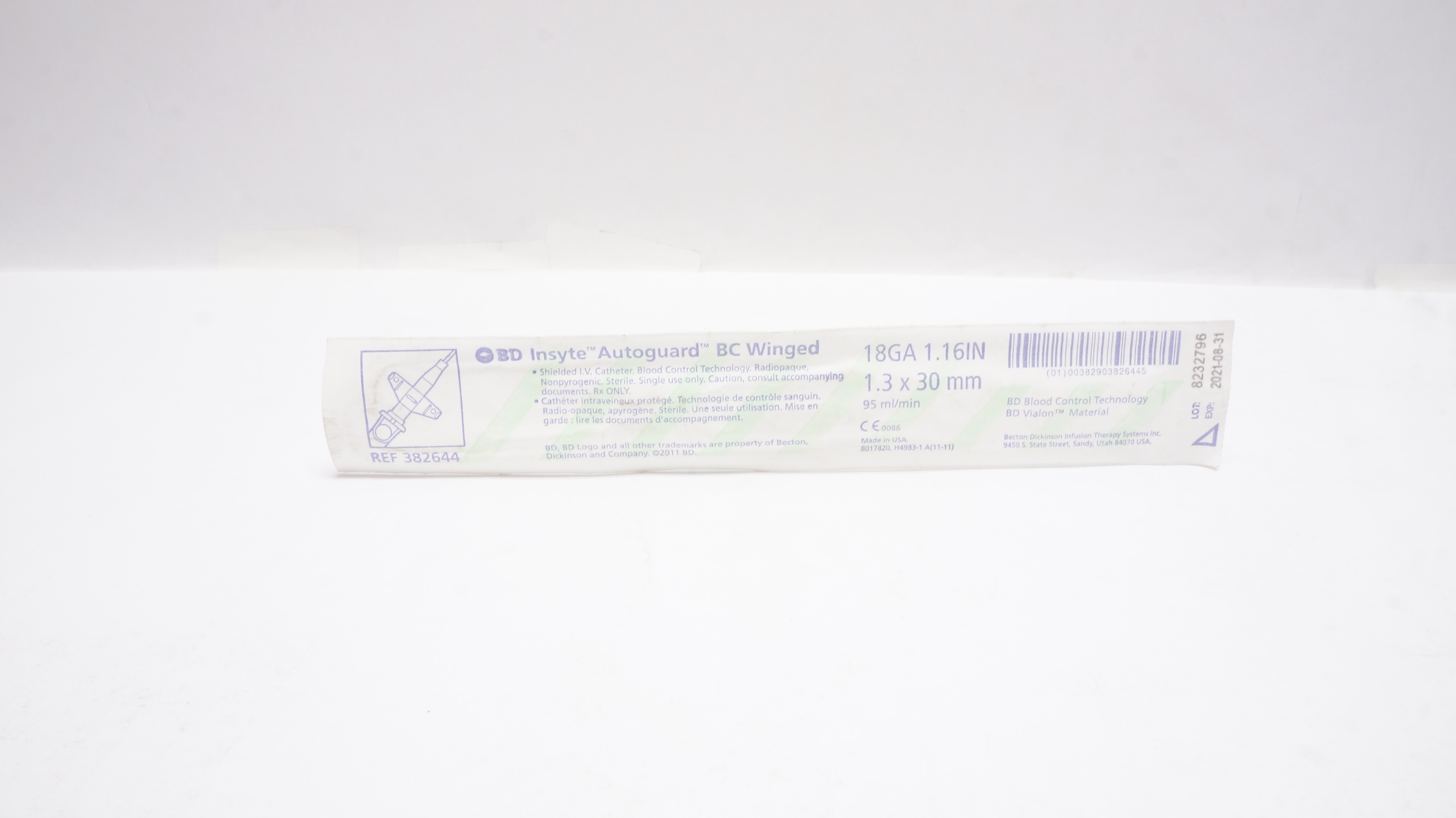 BD 382644 Insyte Autoguard BC Winged Shielded IV Cath.18GA x 1.16inch (x)