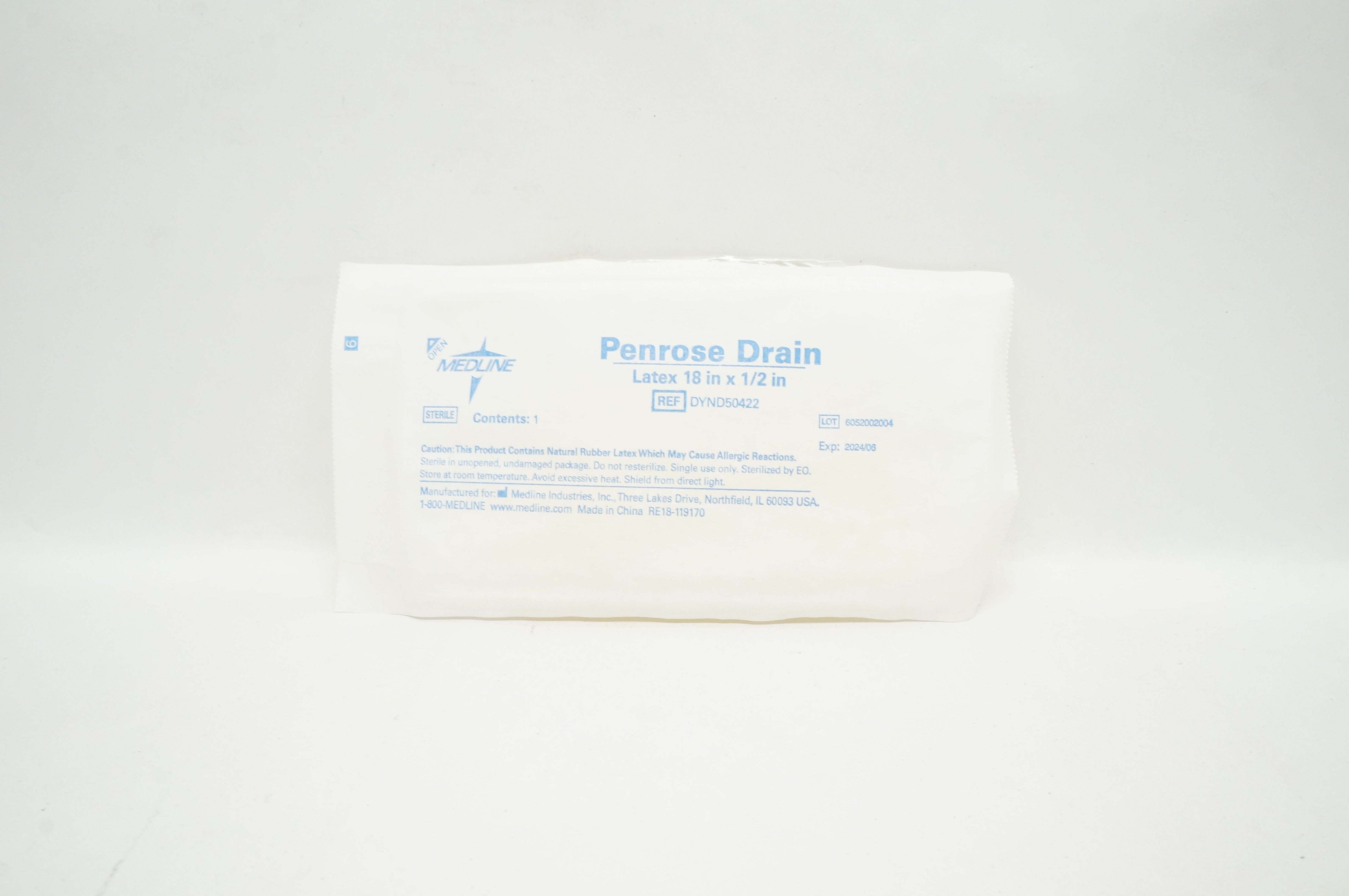 Medline DYND50422 Penrose Drain 18inch x 1/2inch