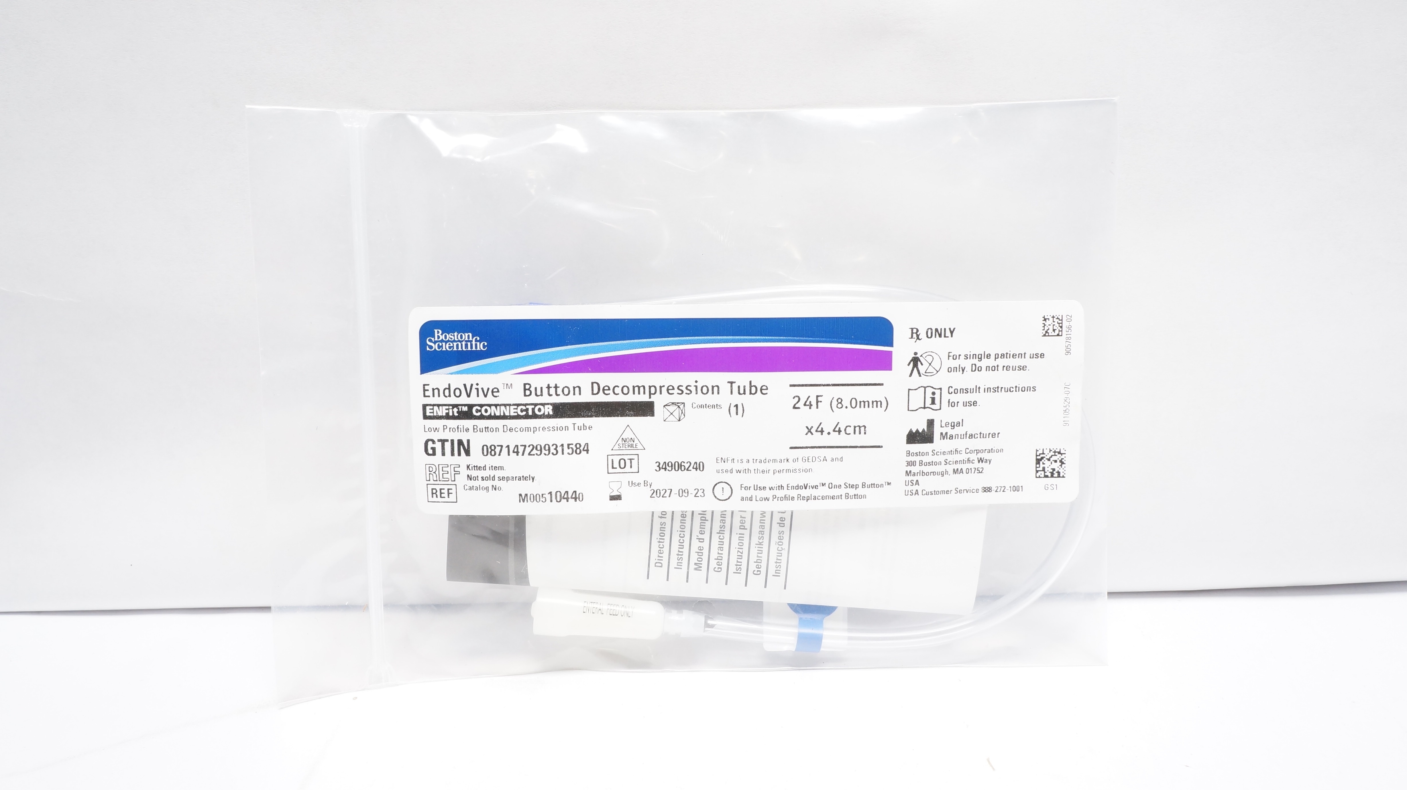 Boston Scientific M00510440 ENdoVive Button Decompression Tube 24F x 4.4cm