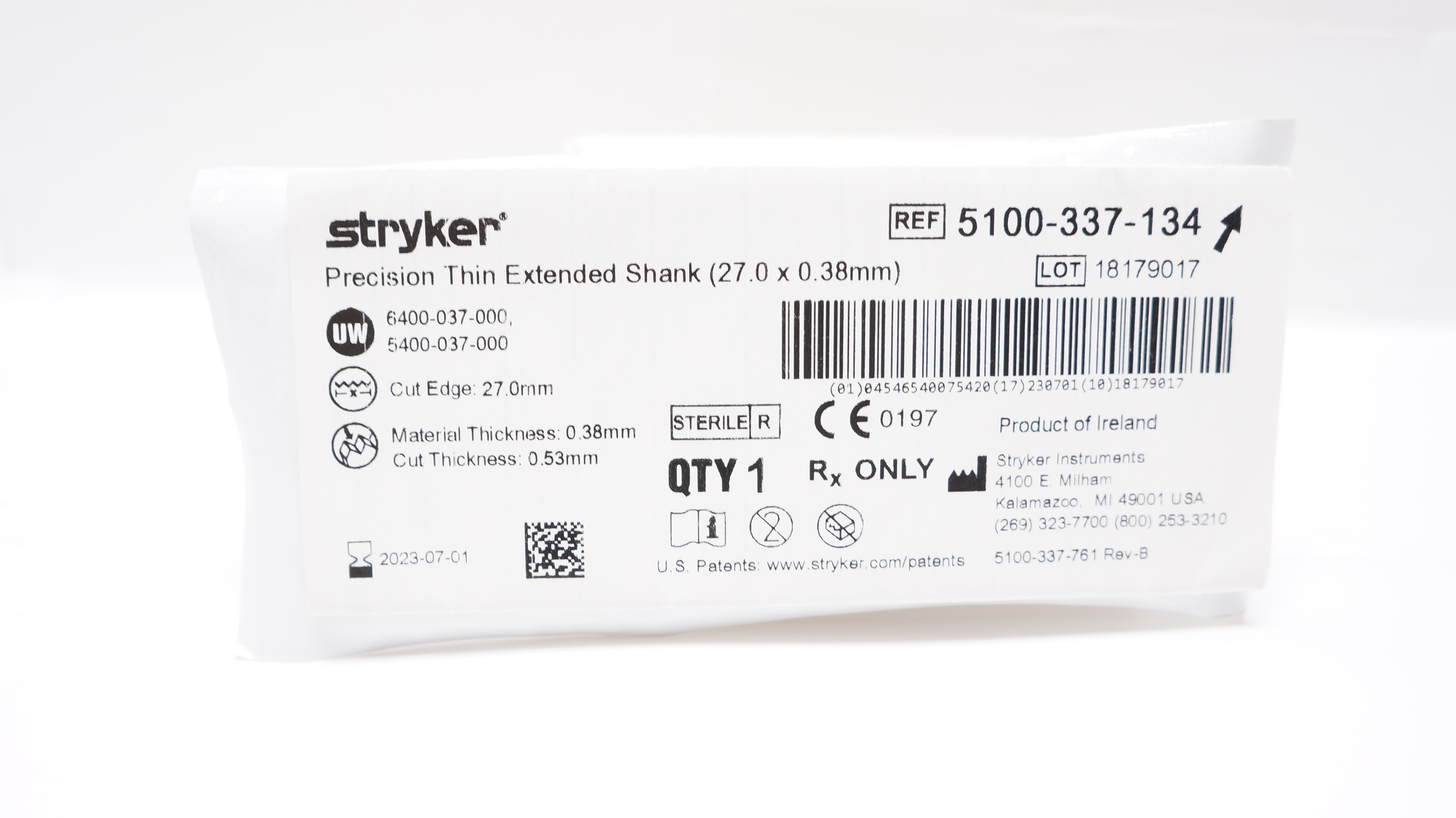 Stryker 5100-337-134 Precision Thin Extended Shank 27.0 x 0.38mm (x)