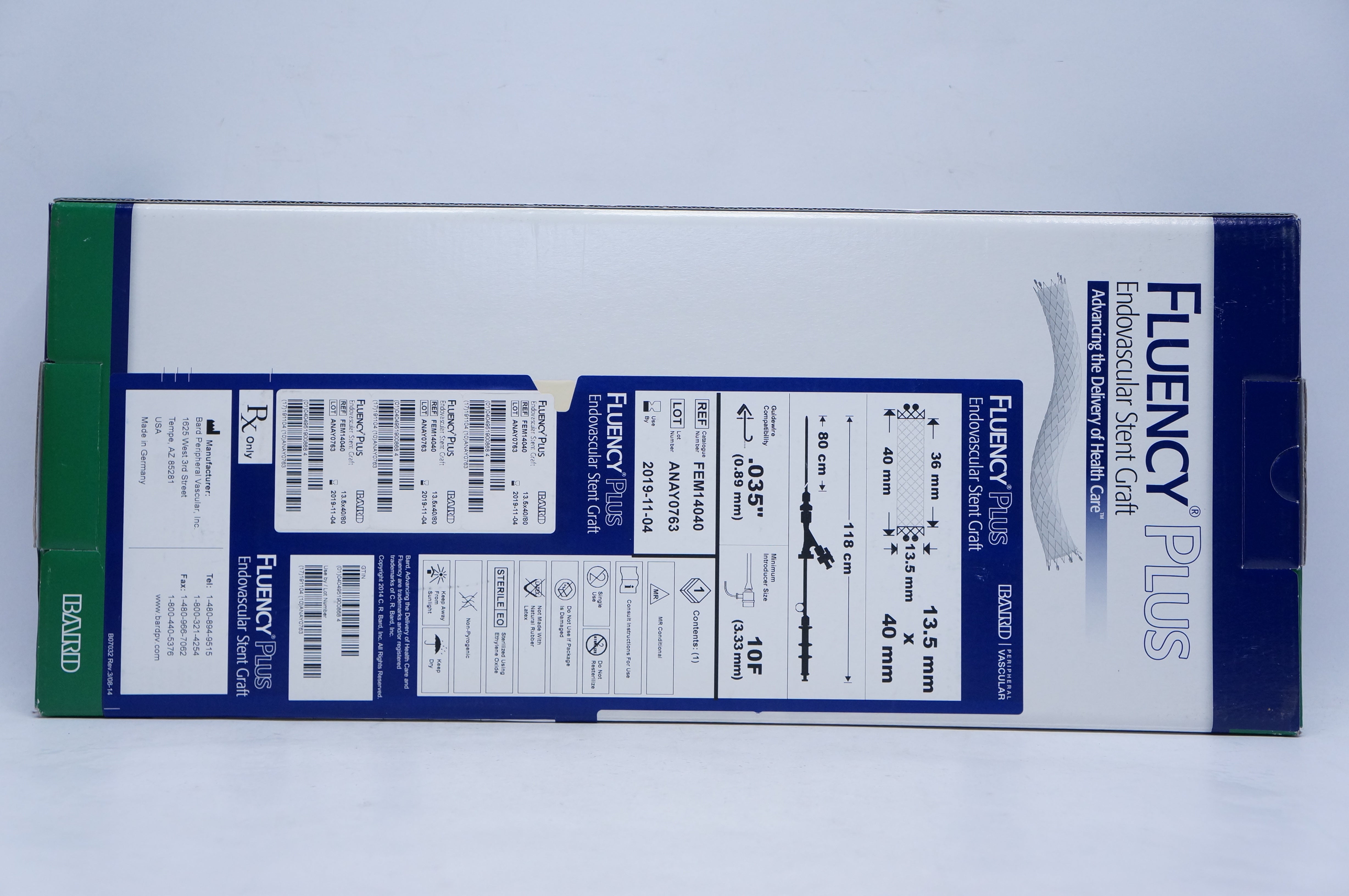 Bard FEM14040 Fluency Plus Endovascular Stnt Graft 13.5 x 40mm x 80cm (x)