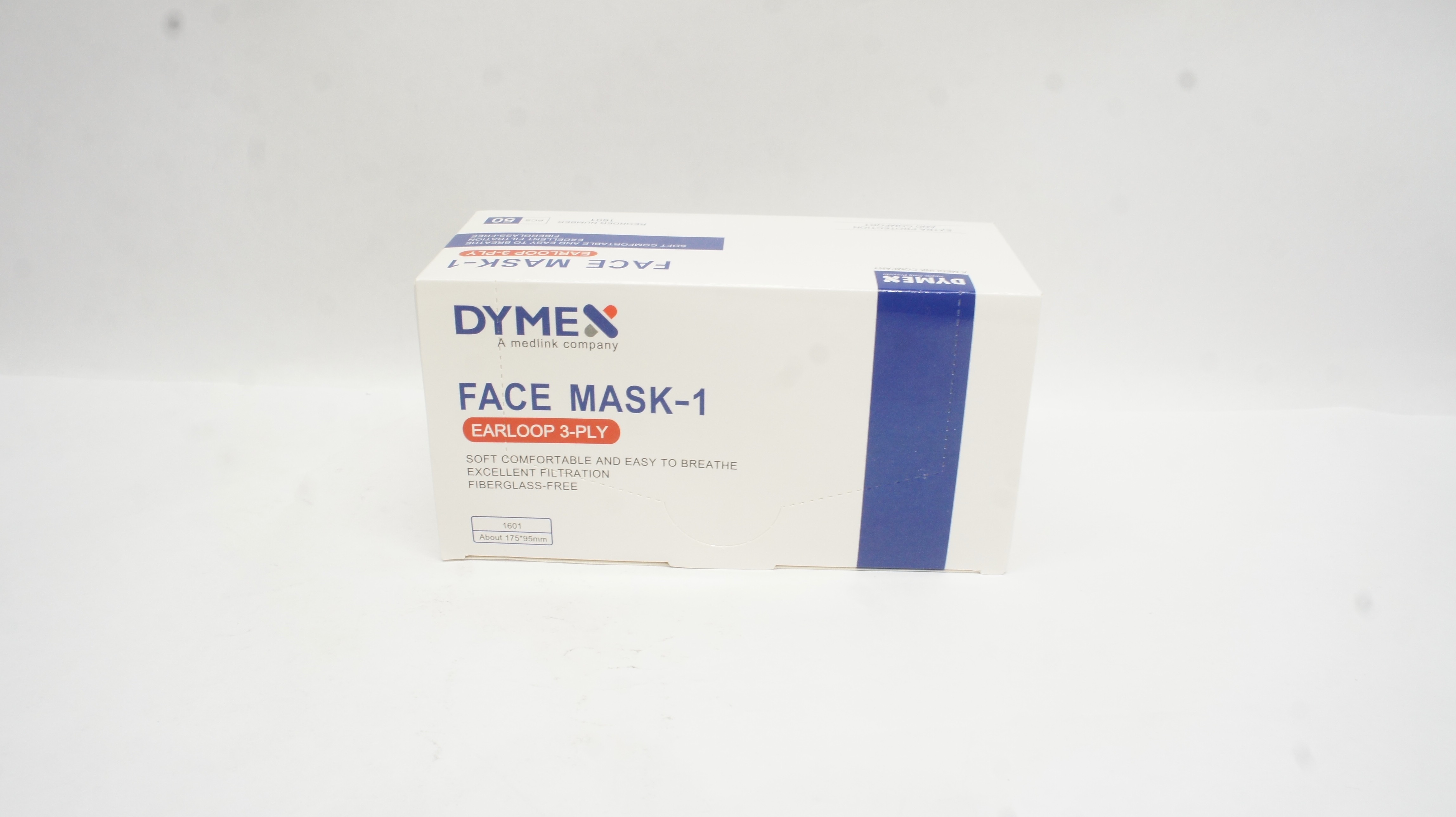 Dymex 1601 Face Mask-1 Earloop 3-Ply (x) - Box of 50