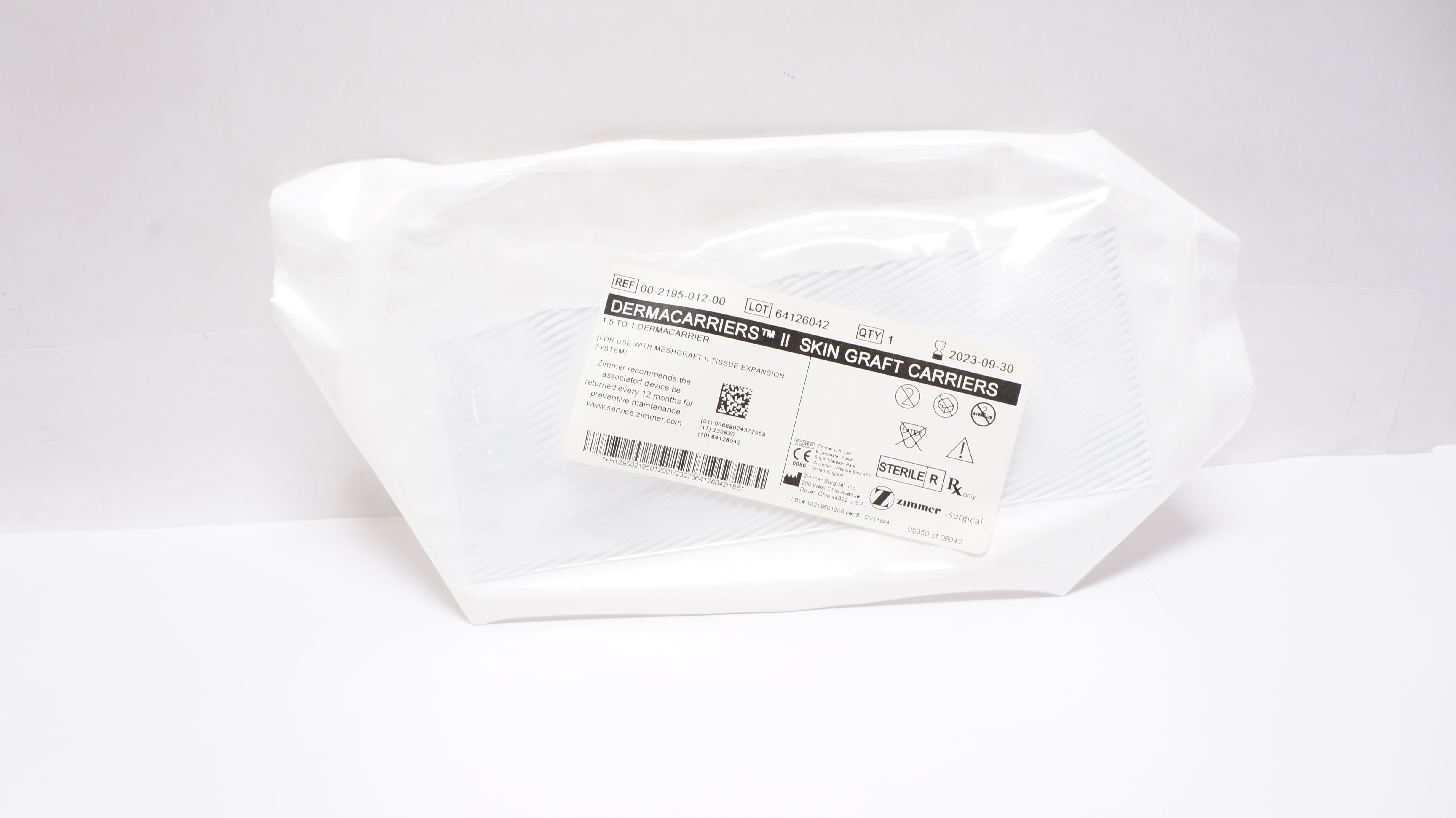 Zimmer 00-2195-012-000 Dermacarriers II Skin Graft Carriers 1.5 to 1 (x)