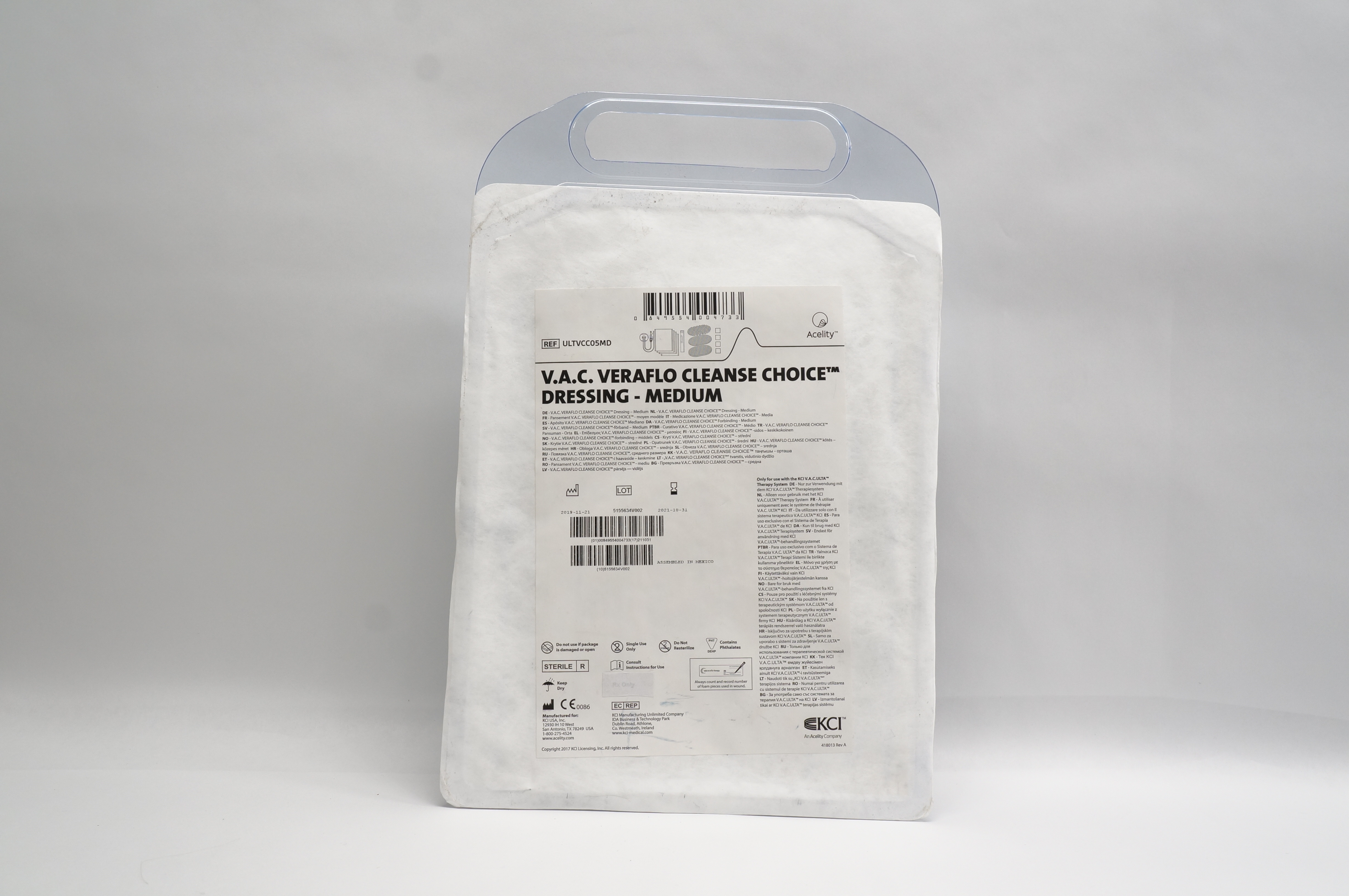 KCI ULTVCC05MD Acelity V.A.C. Veraflo Cleanse Choice Dresing Medium