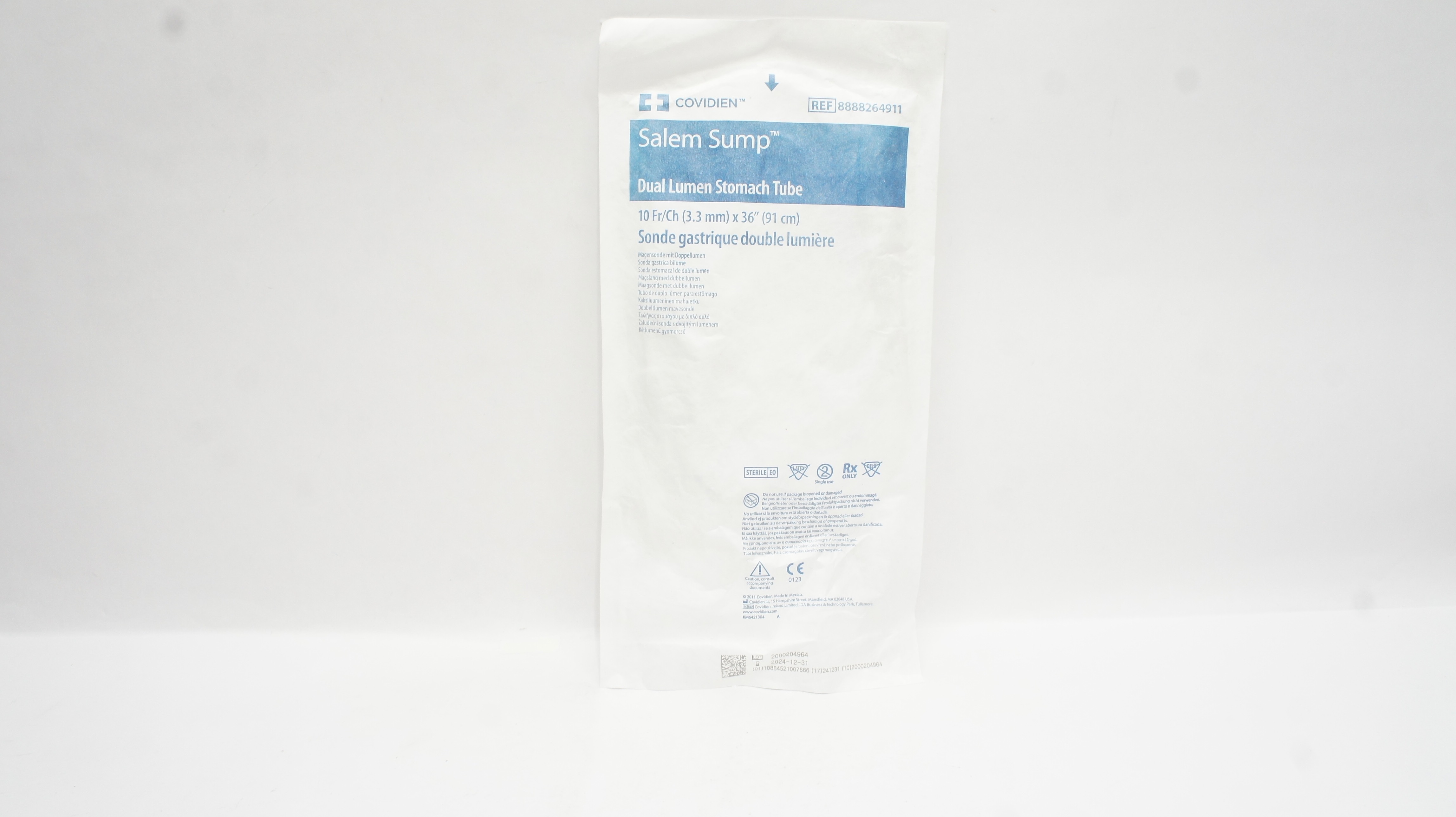 Covidien 8888264911 Salem Sump Dual Lumen Stomach Tube 10Fr/Ch x 36 inch