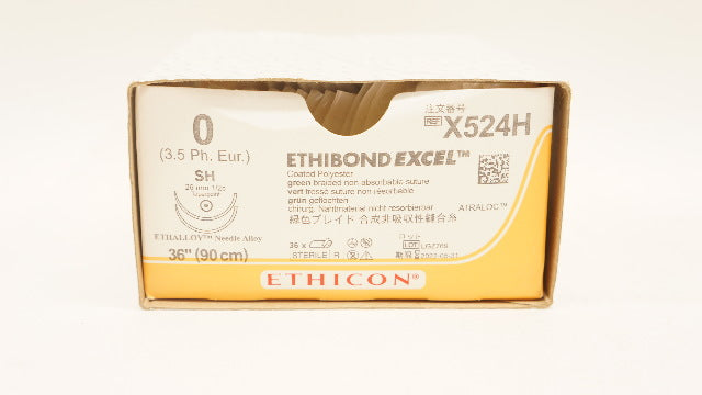 Ethicon X524H 0 Ethibond Excel SH 26mm 1/2c Taperpoint, 36inch - Box of 20
